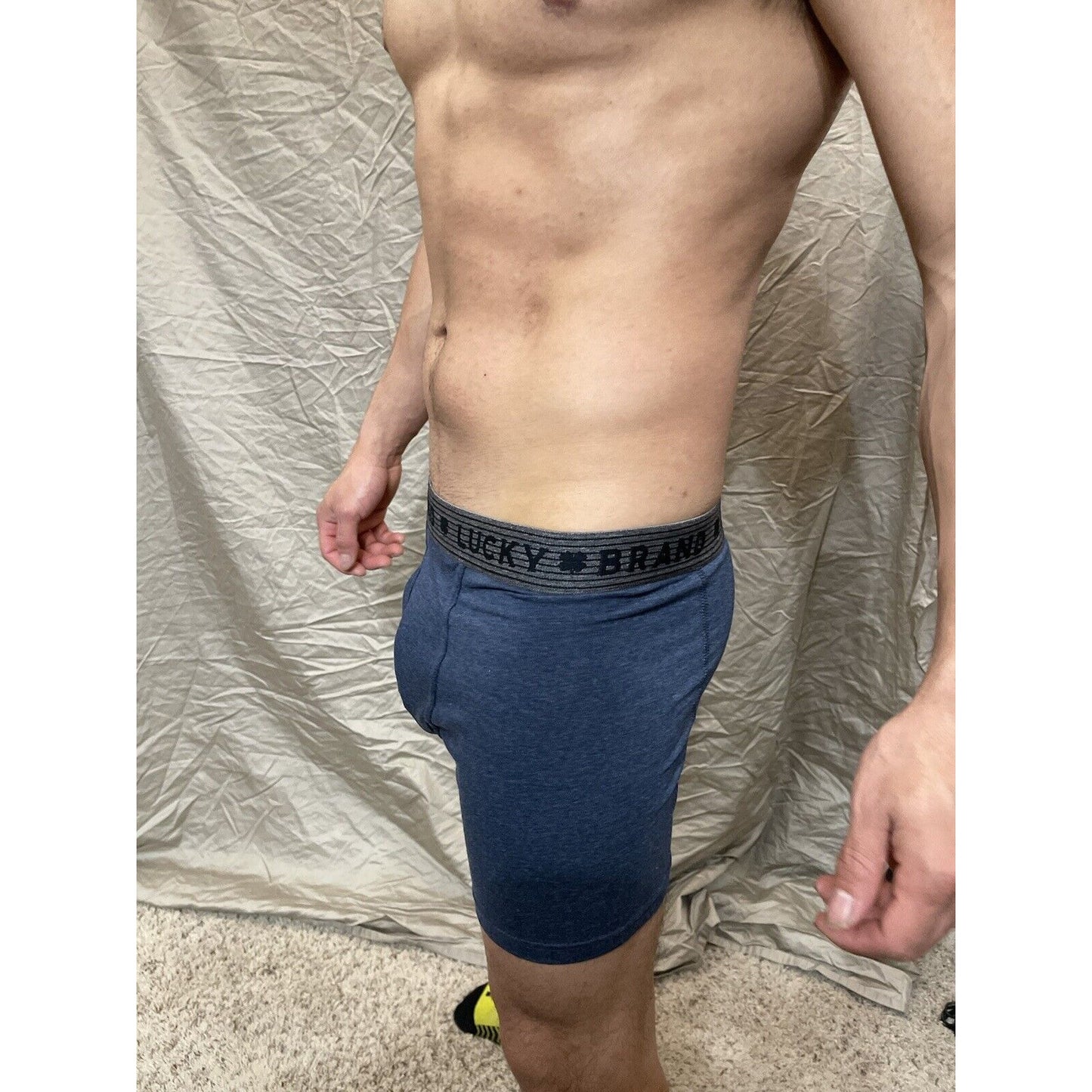 men's lucky brand dark blue boxer briefs stretch medium