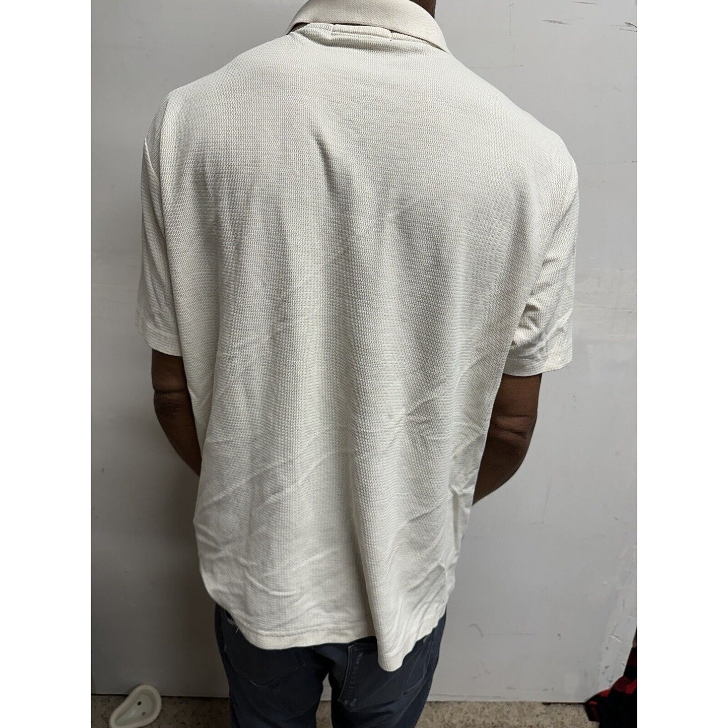 Men’s Large Cream Colored Crazy Horse Short Sleeve Polo Shirt