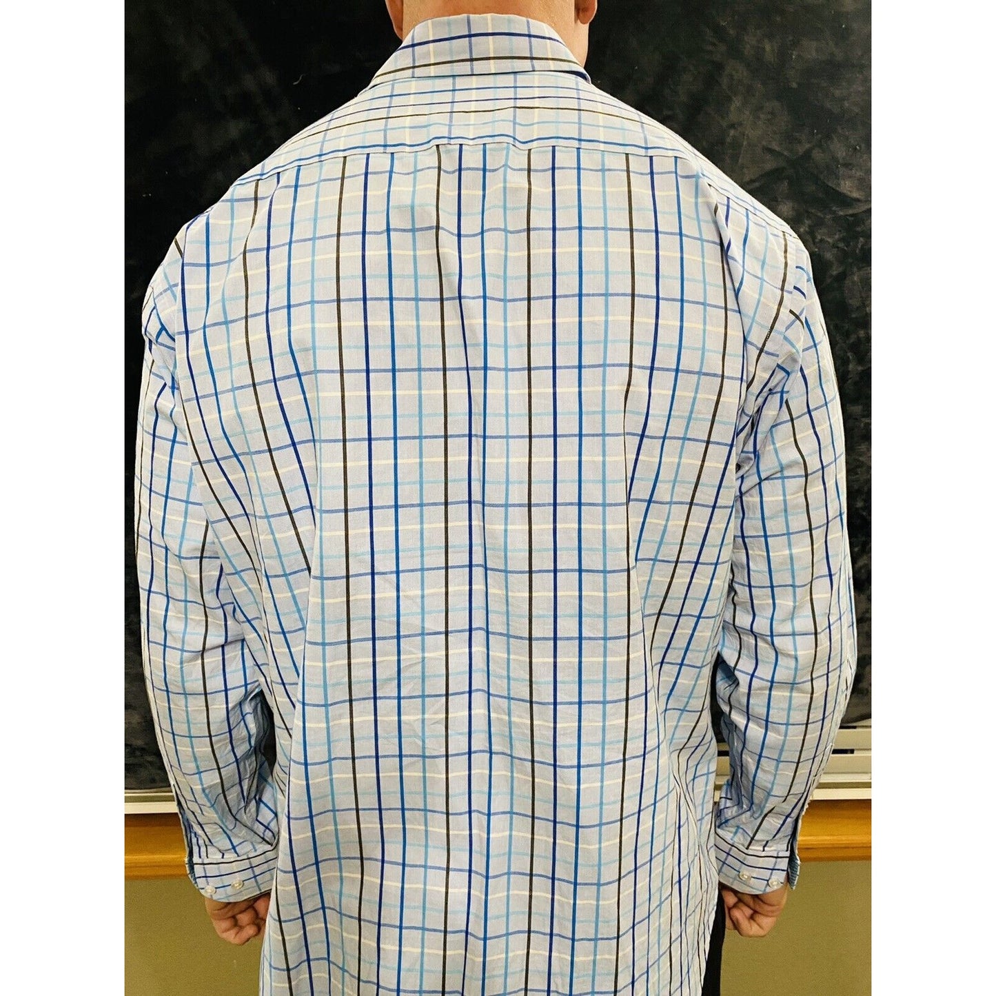 Tailorbyrd Collection Men’s Large Blue Plaid Button-down Long Sleeves Shirt