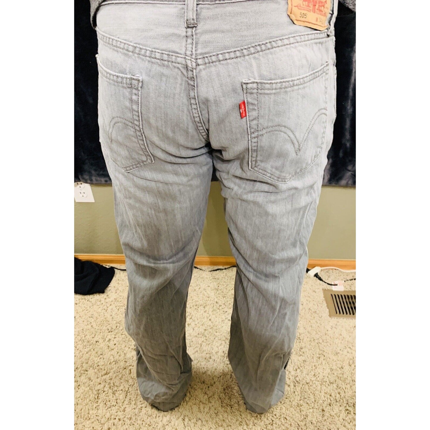 Men’s LEVI STRAUSS 505 Jeans Gray Straight Fit 34x34