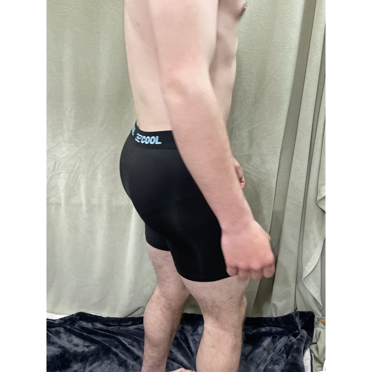 32 Degrees Cool Size Black Large Mens Boxer Briefs 7% Spandex light blue band