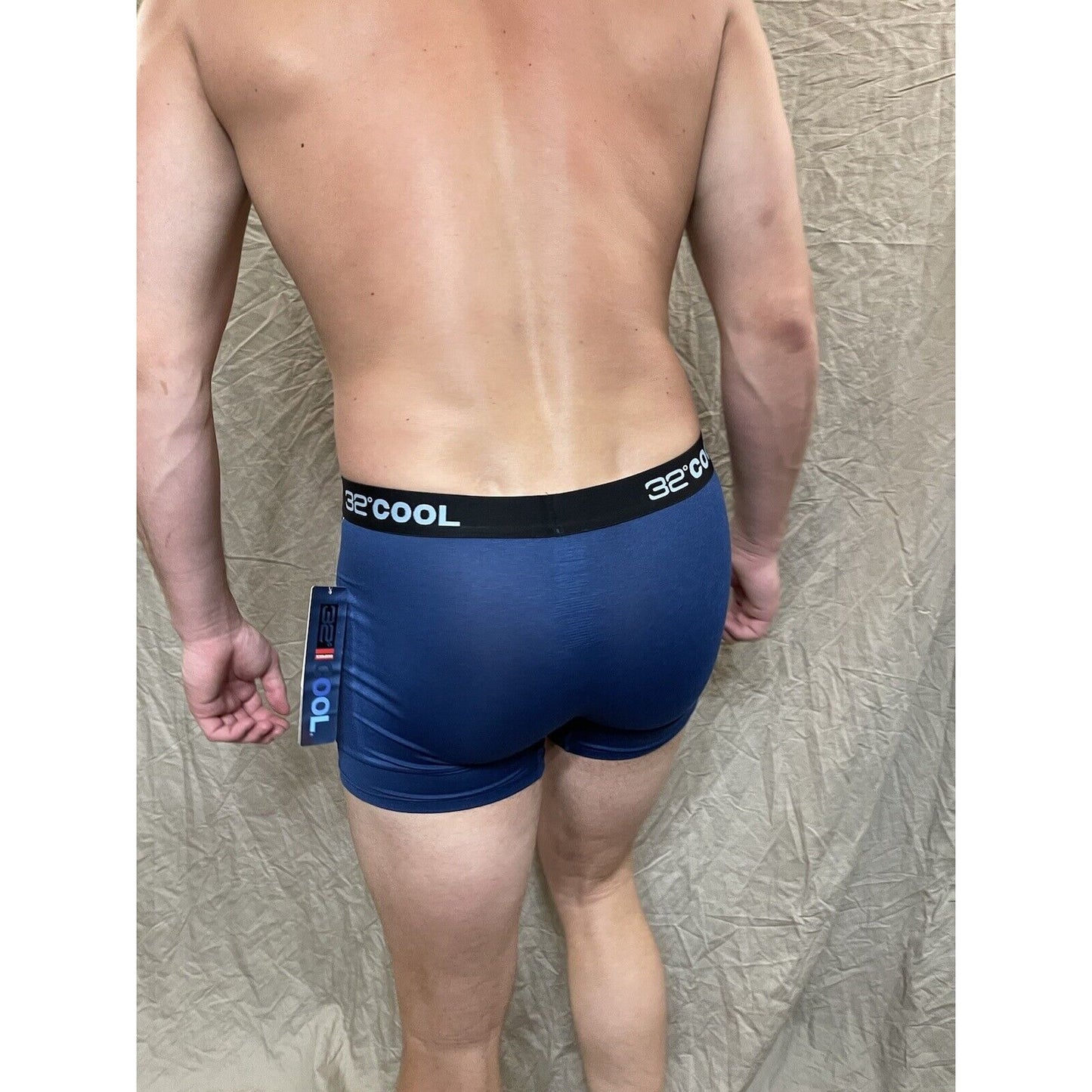 men's 32 degree cool ht royal blue 7% spandex boxer briefs Large