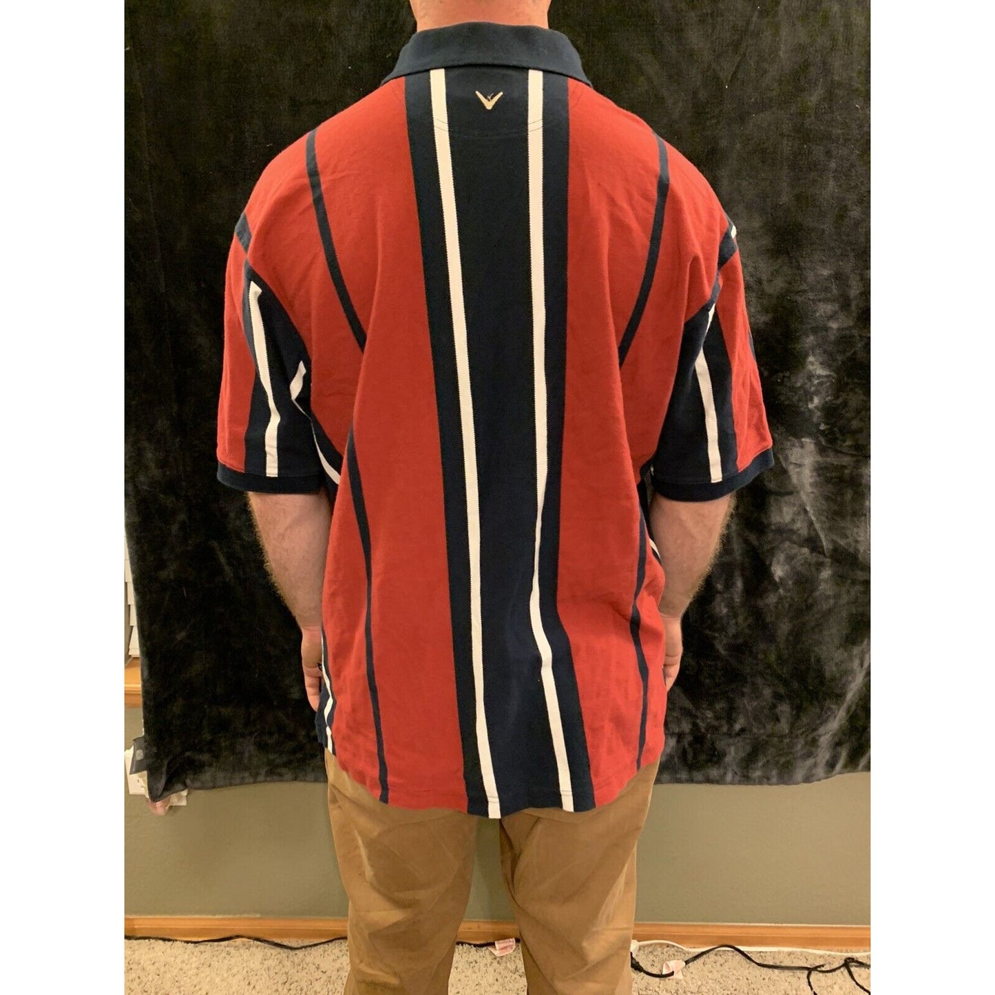 Callaway Golf Short Sleeve Red/Blue/white Combed Cotton Sport Polo Shirt Mens XL