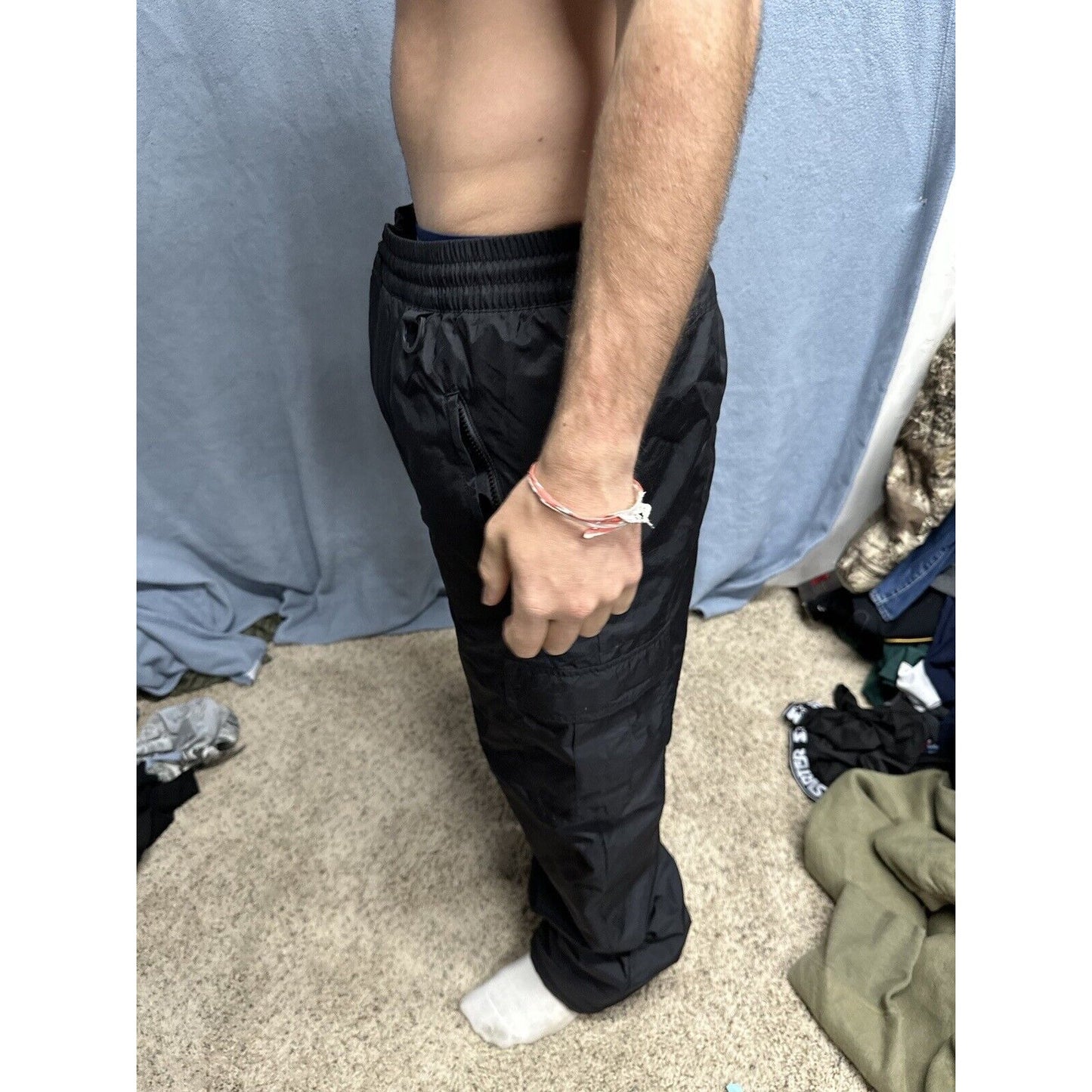 Men’s Black Sports Essentials Large Nylon Snow Pants