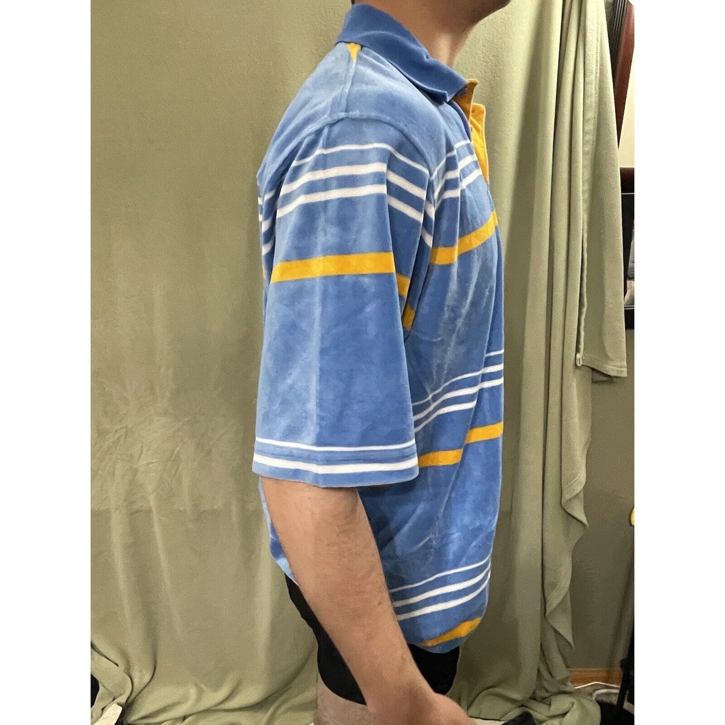 Men’s Medium Ecko Unltd Striped Blue Polo Shirt Very Soft Feel