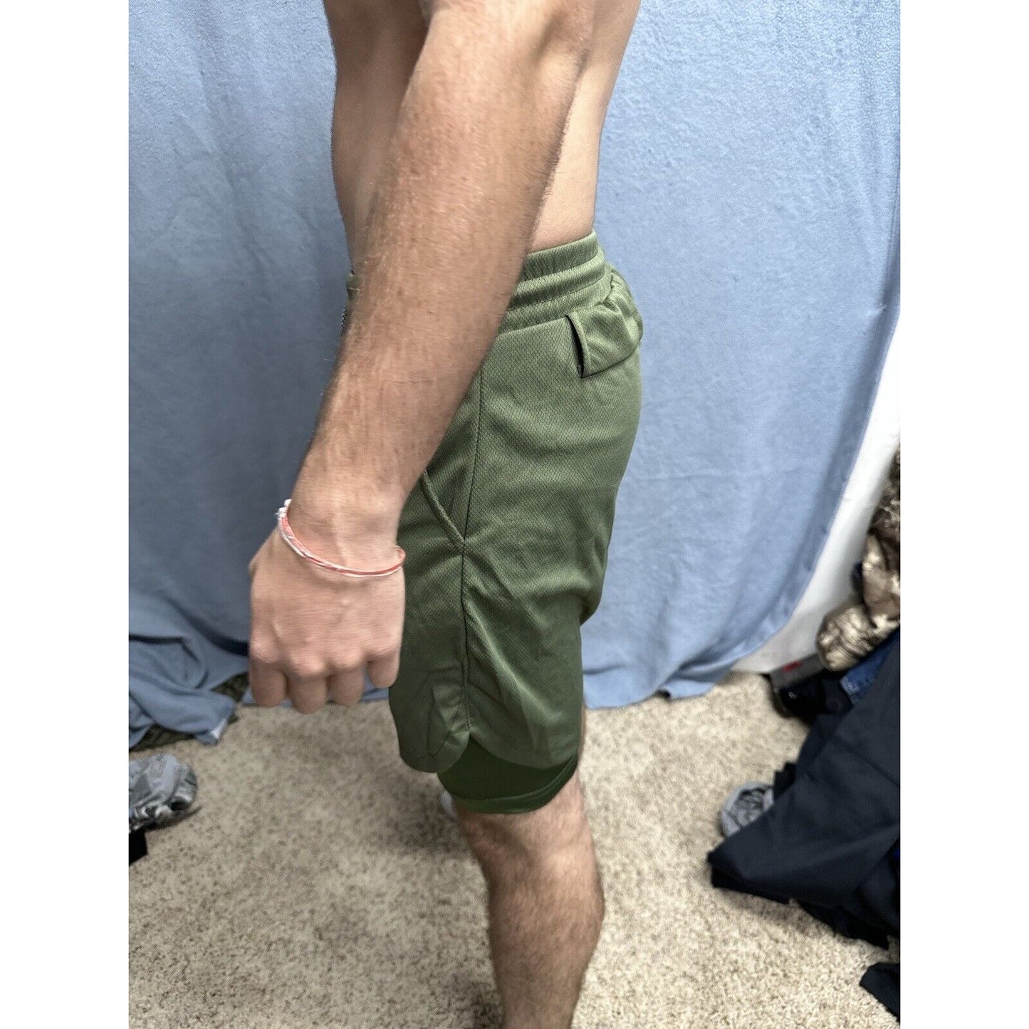 Men’s Olive Green Athletic Shorts Size Small With Built In Compression Liner