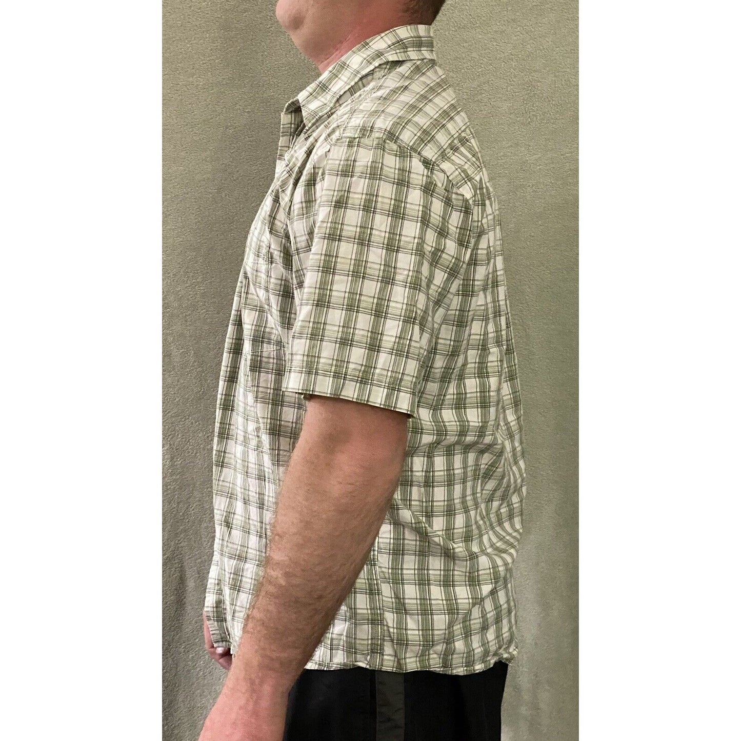 OLD NAVY Lime Green Plaid Men’s Large Cotton Short Sleeves Polo Shirt