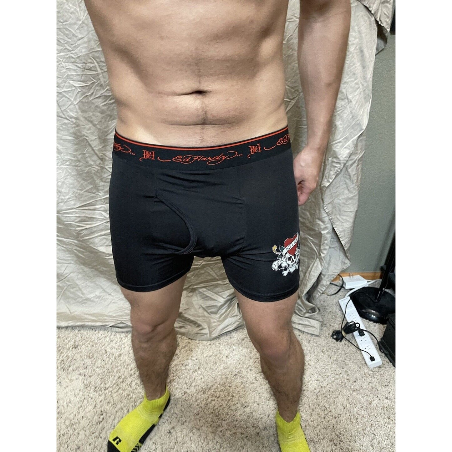 men's small boxer briefs ed hardy love kills slowly black boxer brief skull