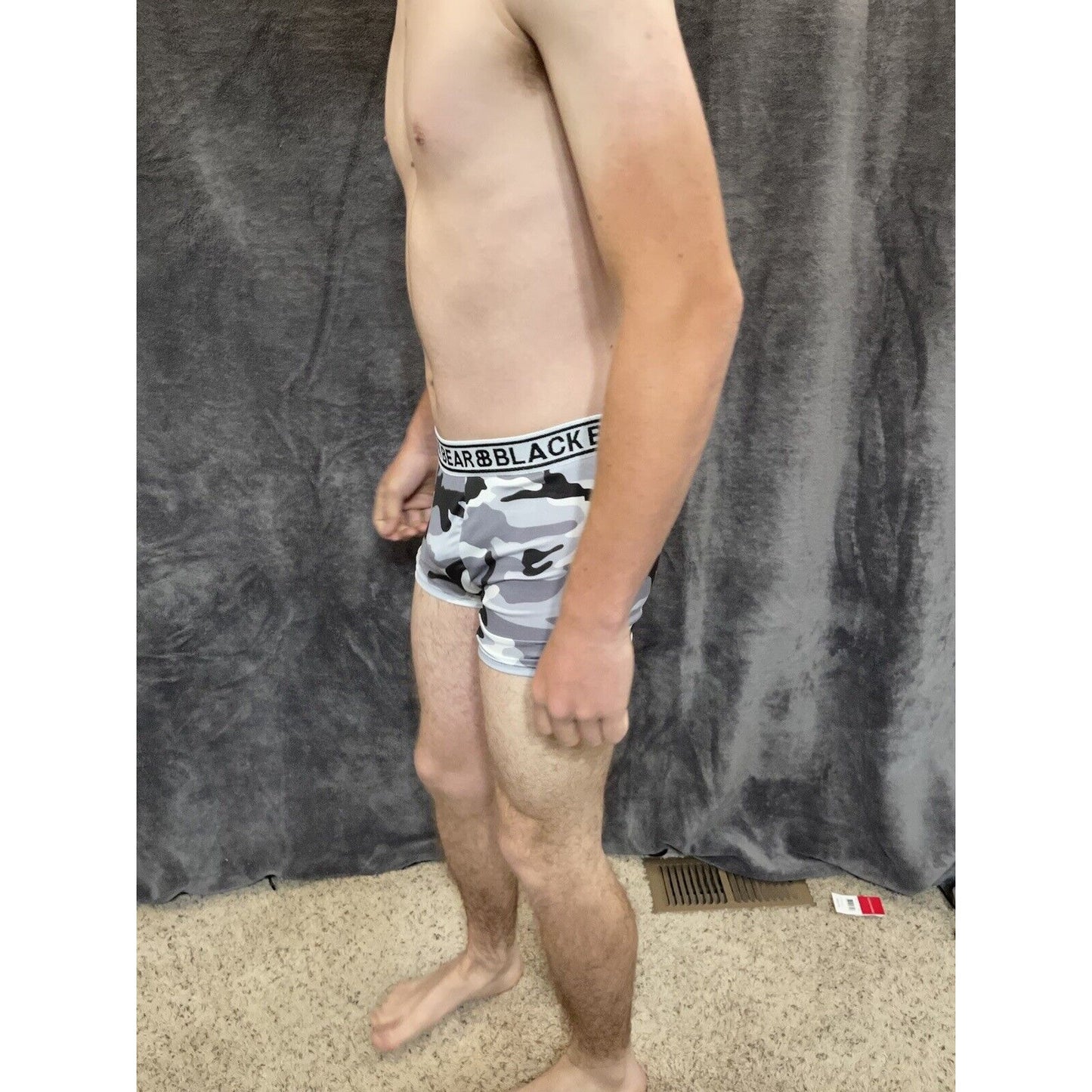 men's medium athletic trunk style black bear boxer brief Gray And Black Camo