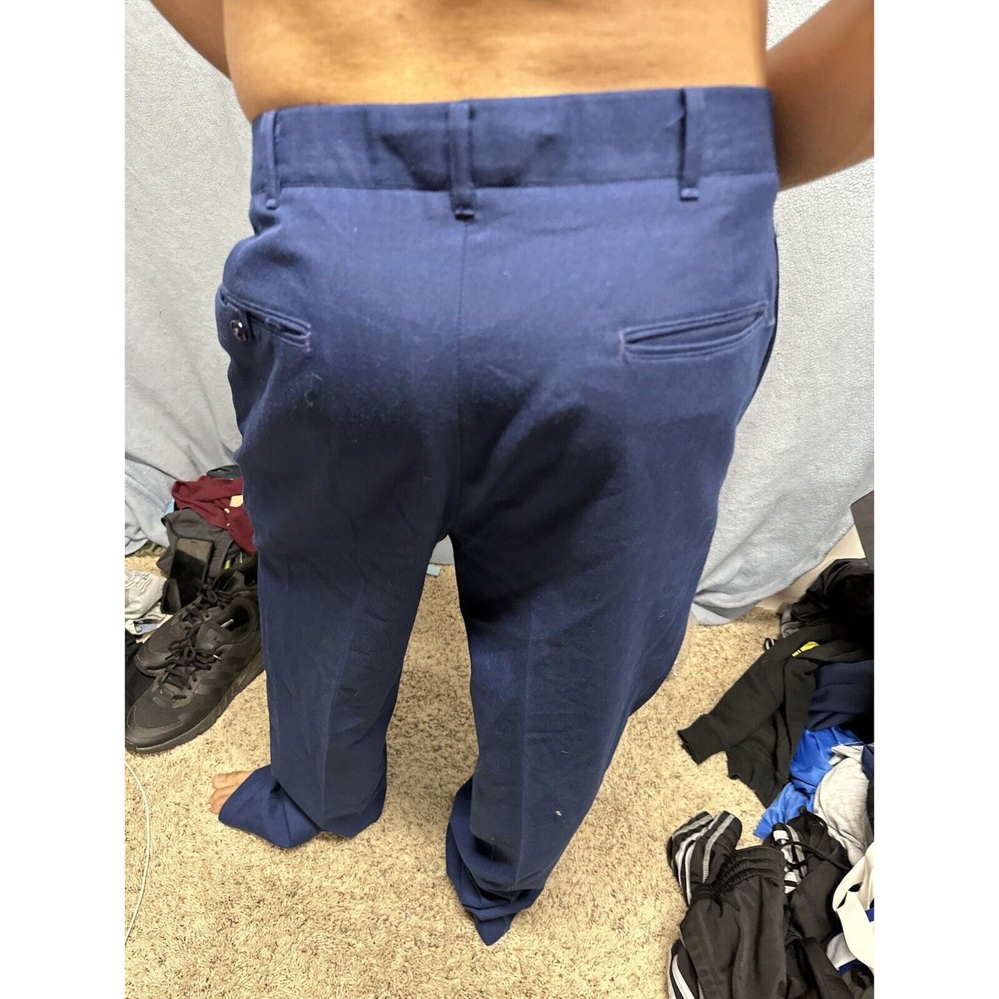 Men’s Blue Air Force Uniform Dress Pants Trousers 35L C Poly Wool