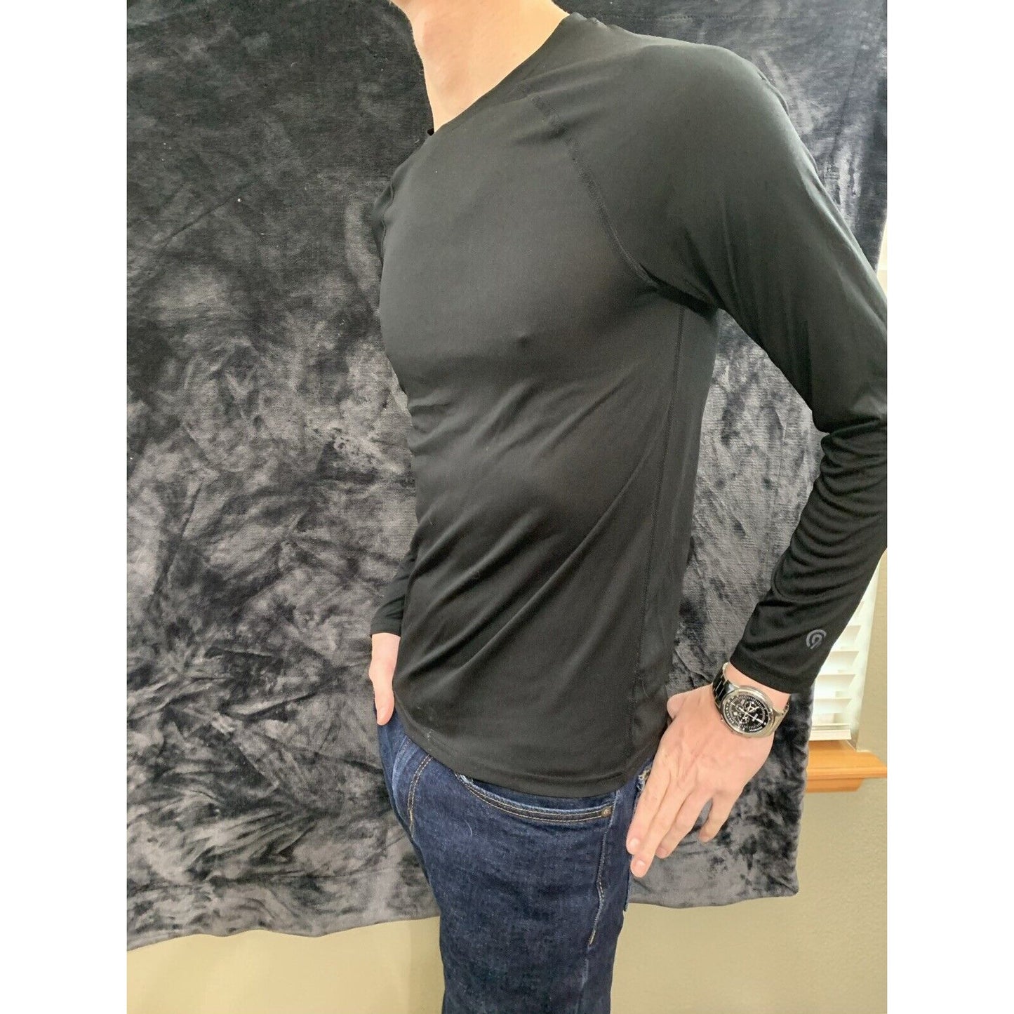 Champion Black Men’s Small Polyester Long Sleeves Shirt