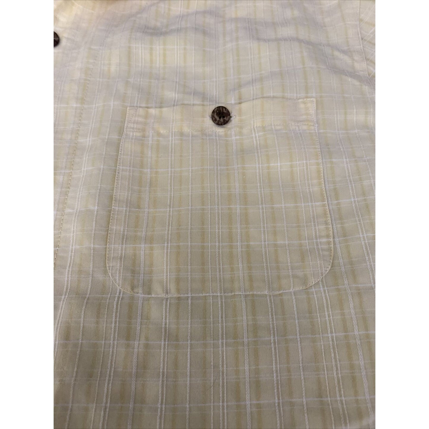 Island Shores Men's 2XL Yellow Plaid Button-down Camp Collar Short Sleeves Shirt