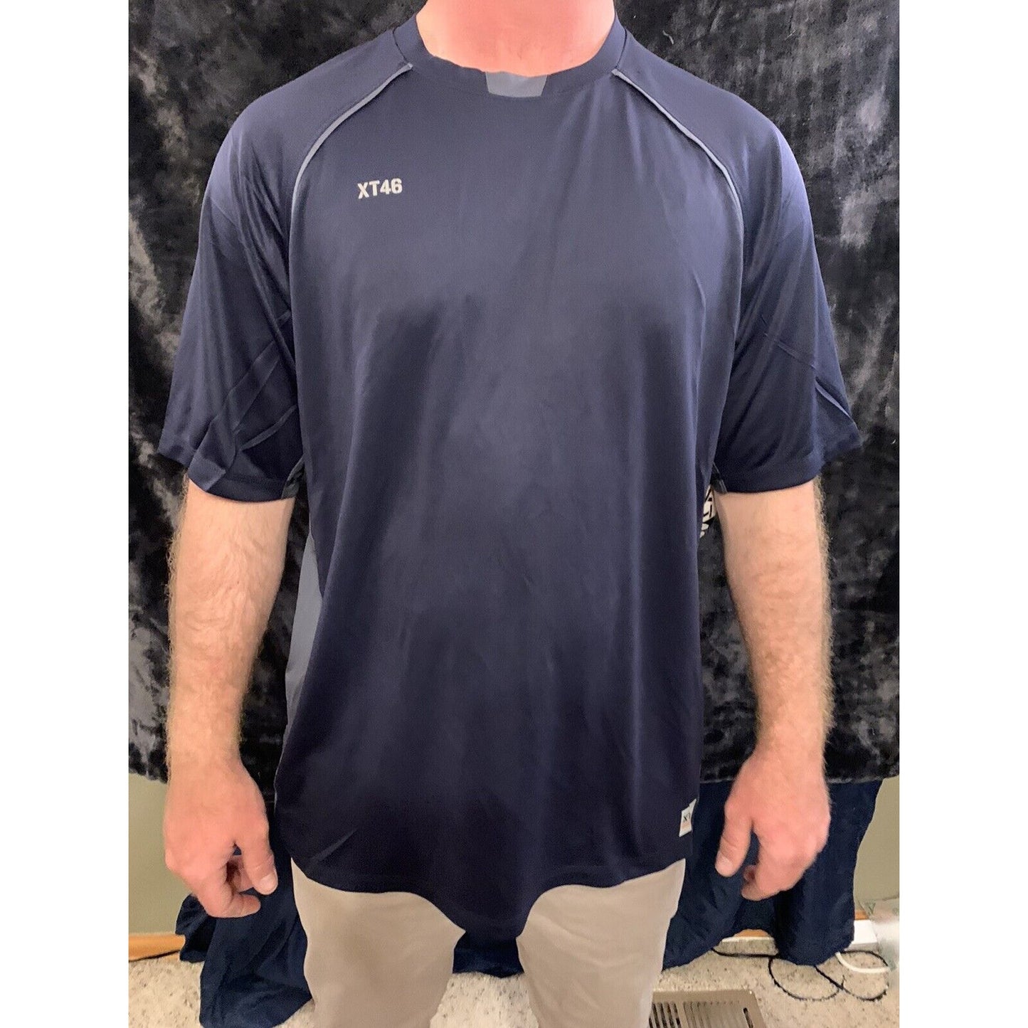 Men’s Soffe XT46 Navy Blue Camo Large Tee 100% Polyester