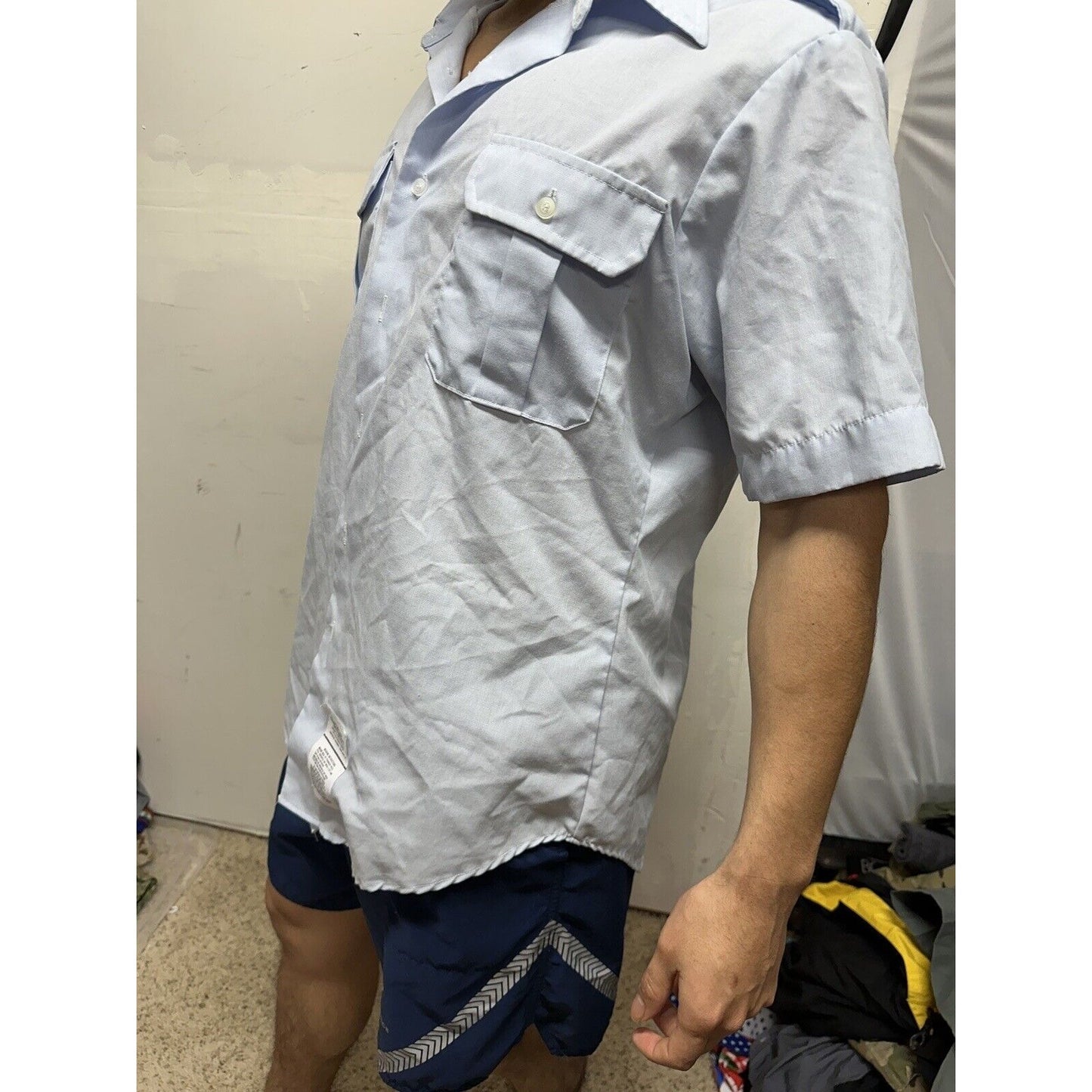 Men’s Air Force ussf Coast Guard Blue Dress Shirt Short Sleeve Uniform 16.5R
