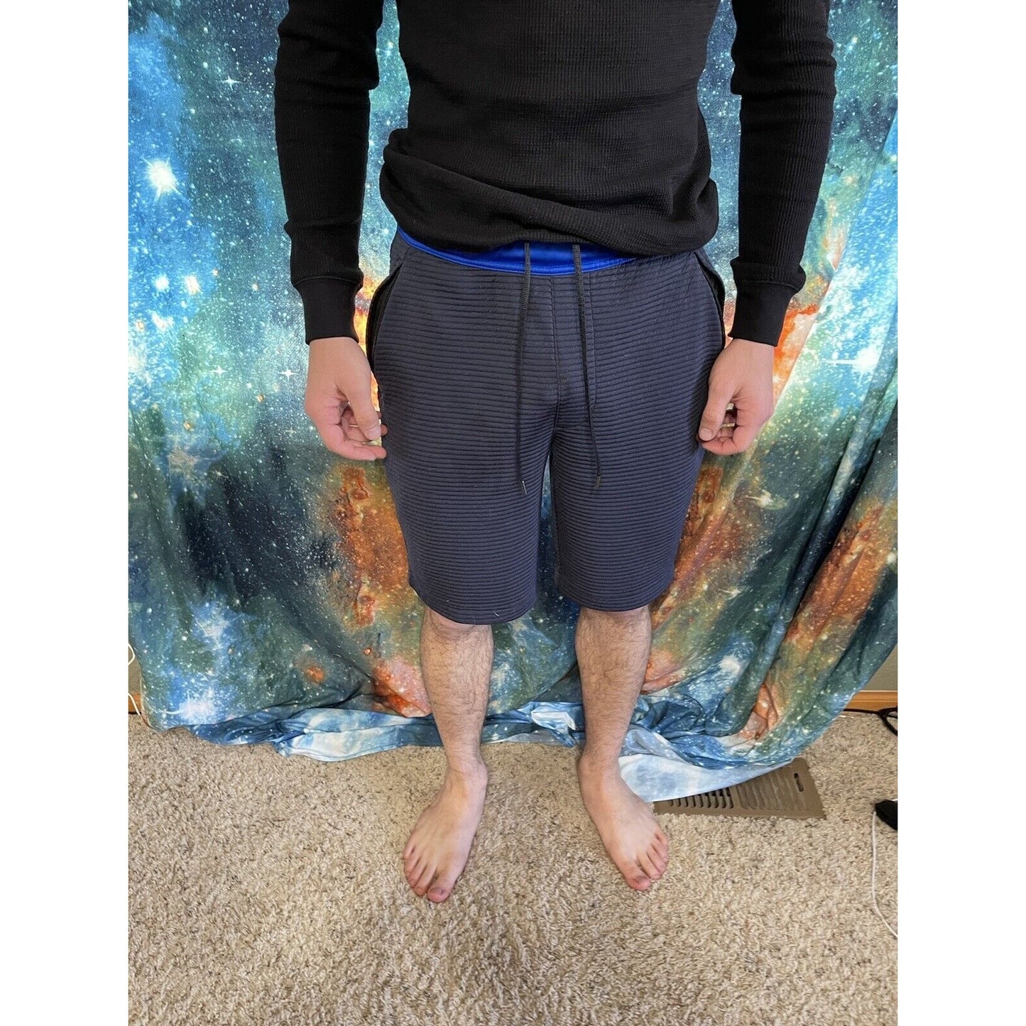 Michael Strahan Olive Dark Blue Quick-Dri premium ultra fleece shorts Medium