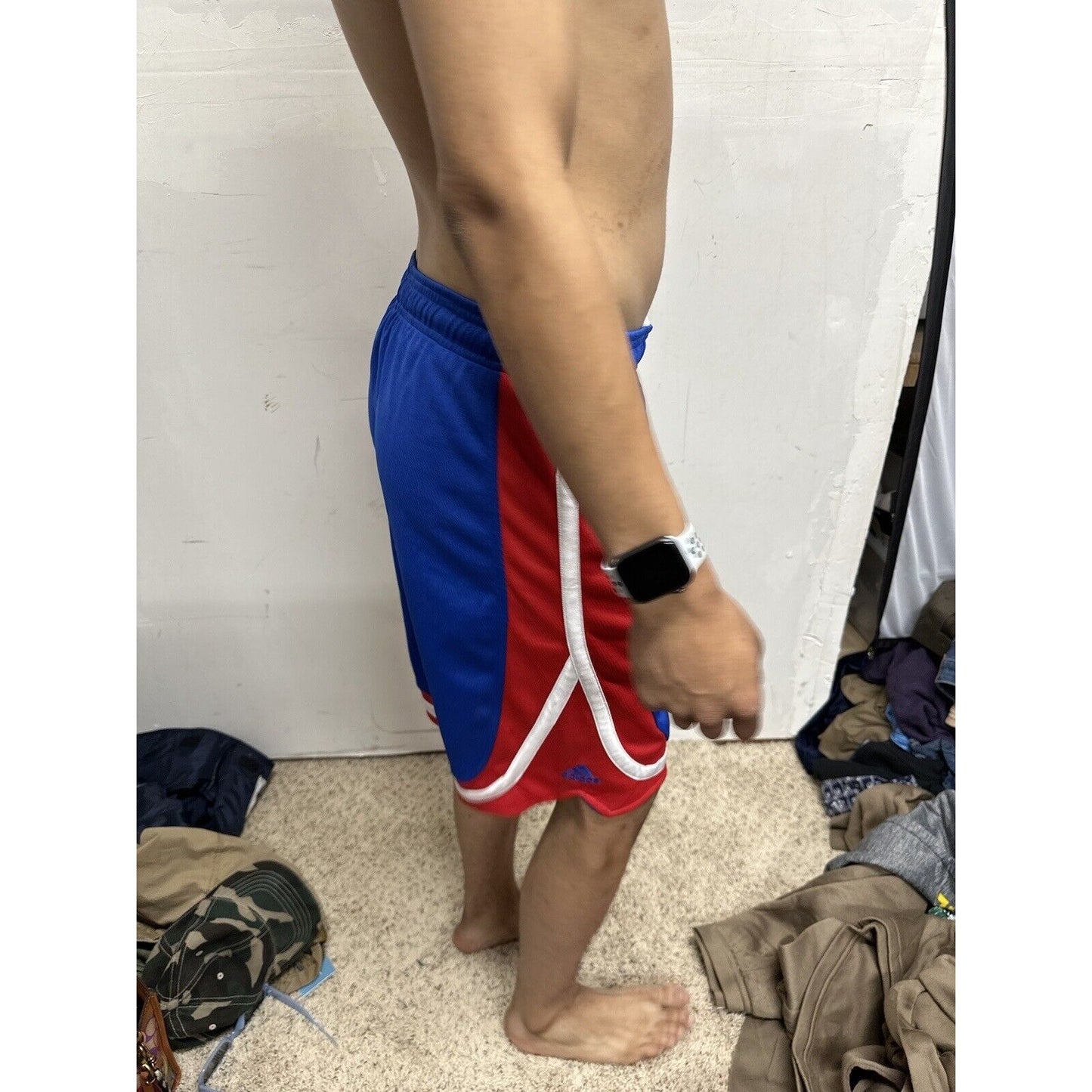 Boy’s Large Pistons NBA Adidas Performance Basketball Shorts Blue