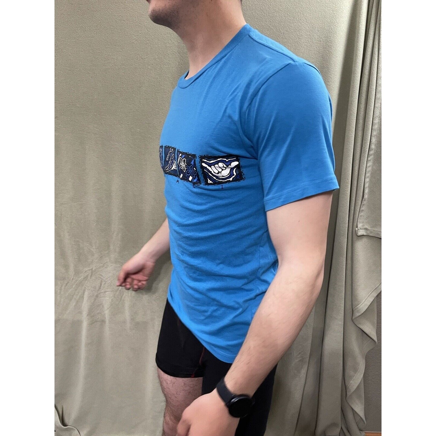 Men’s Startee Medium T-shirt Teal Hawaiian