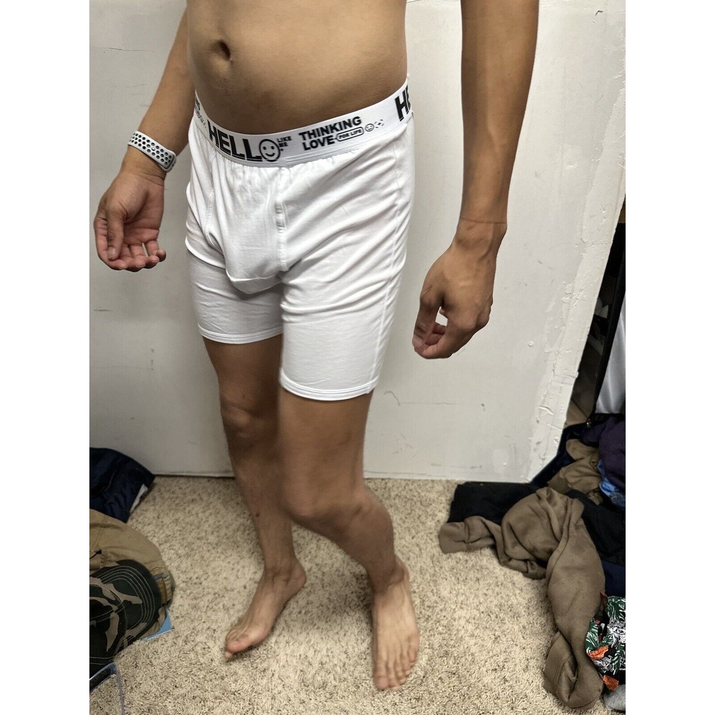 Men’s White Medium Hello Thinking Love For Life Boxer Briefs