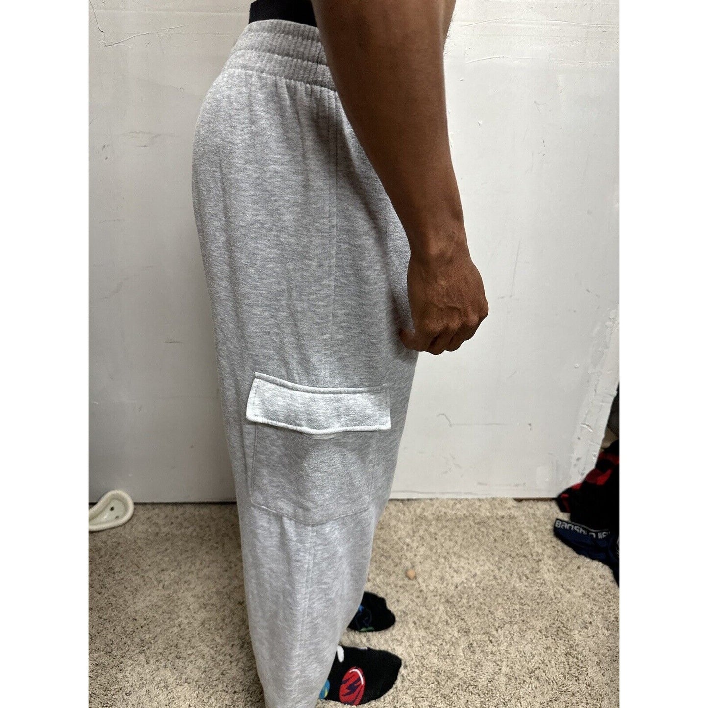 Men’s Large Bugle Boy Gray Sweat Pants Thigh Pockets Only