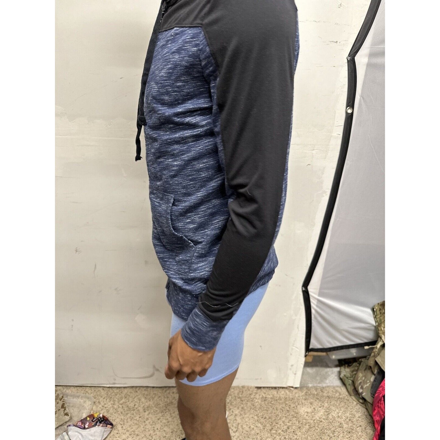 Men’s Blue And Black Boyfriend Hoodie Large Full Zip