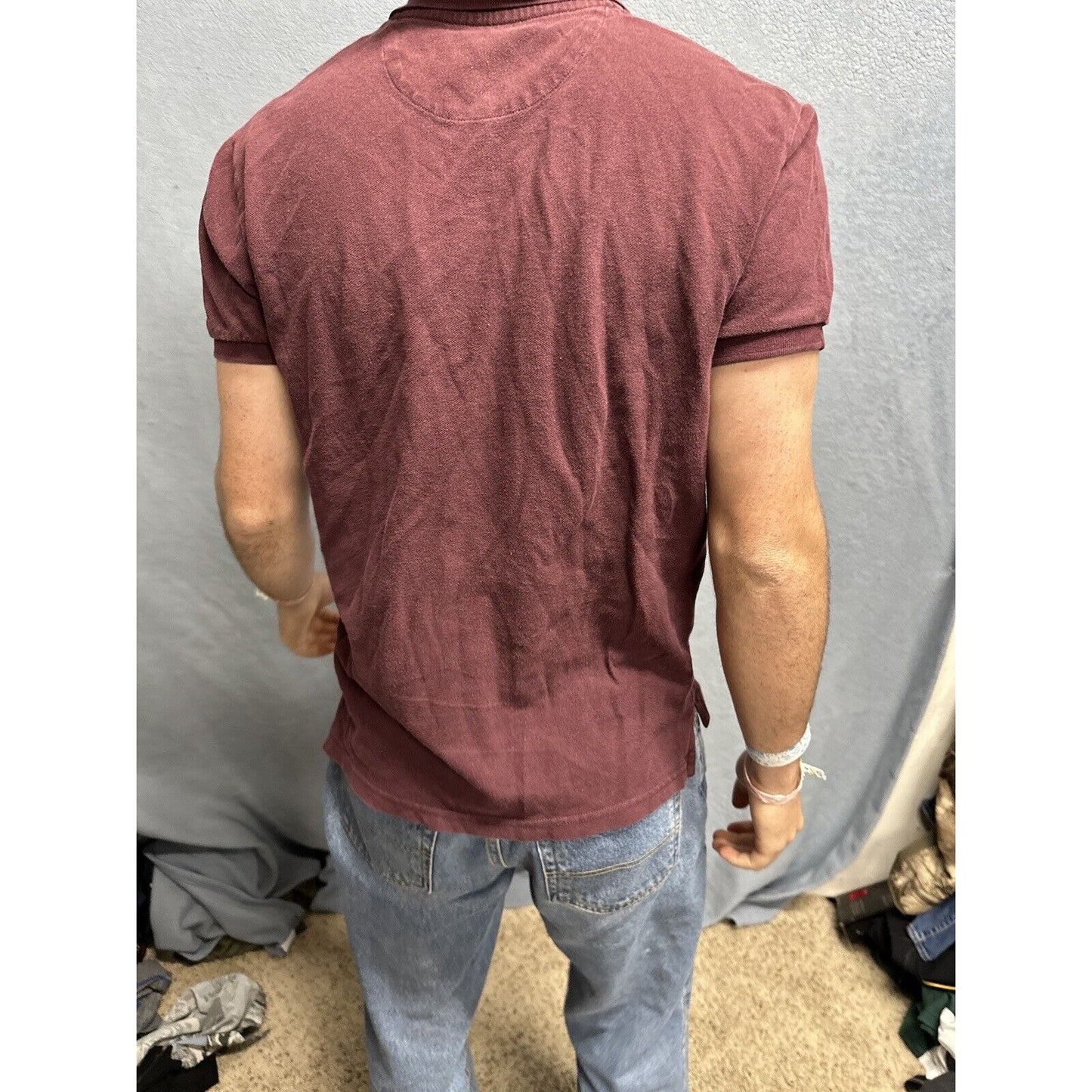 Men’s Plum American Eagle Small Athletic Fit Polo Shirt
