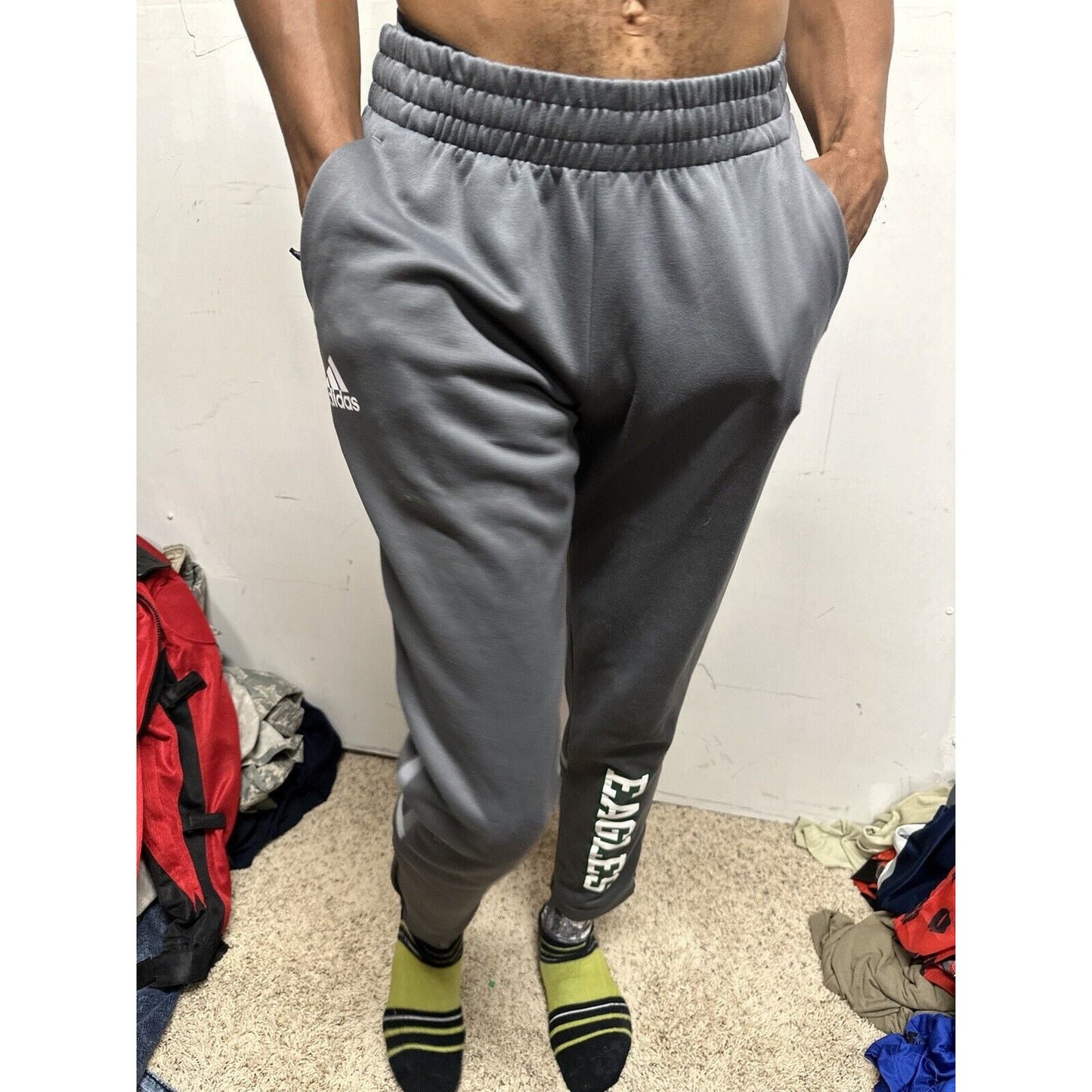 Men’s Adidas Gray Eagles Sweat Pants Fits Small Listed As Medium
