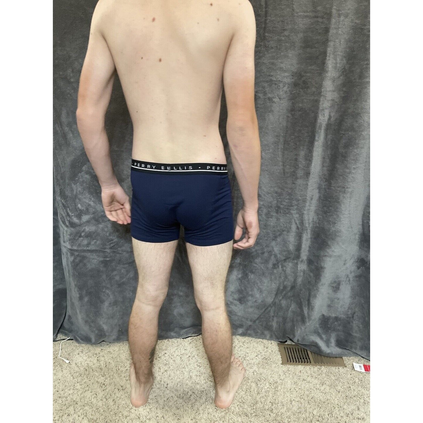 men's Medium perry ellis dark blue compression boxer brief 5% spandex