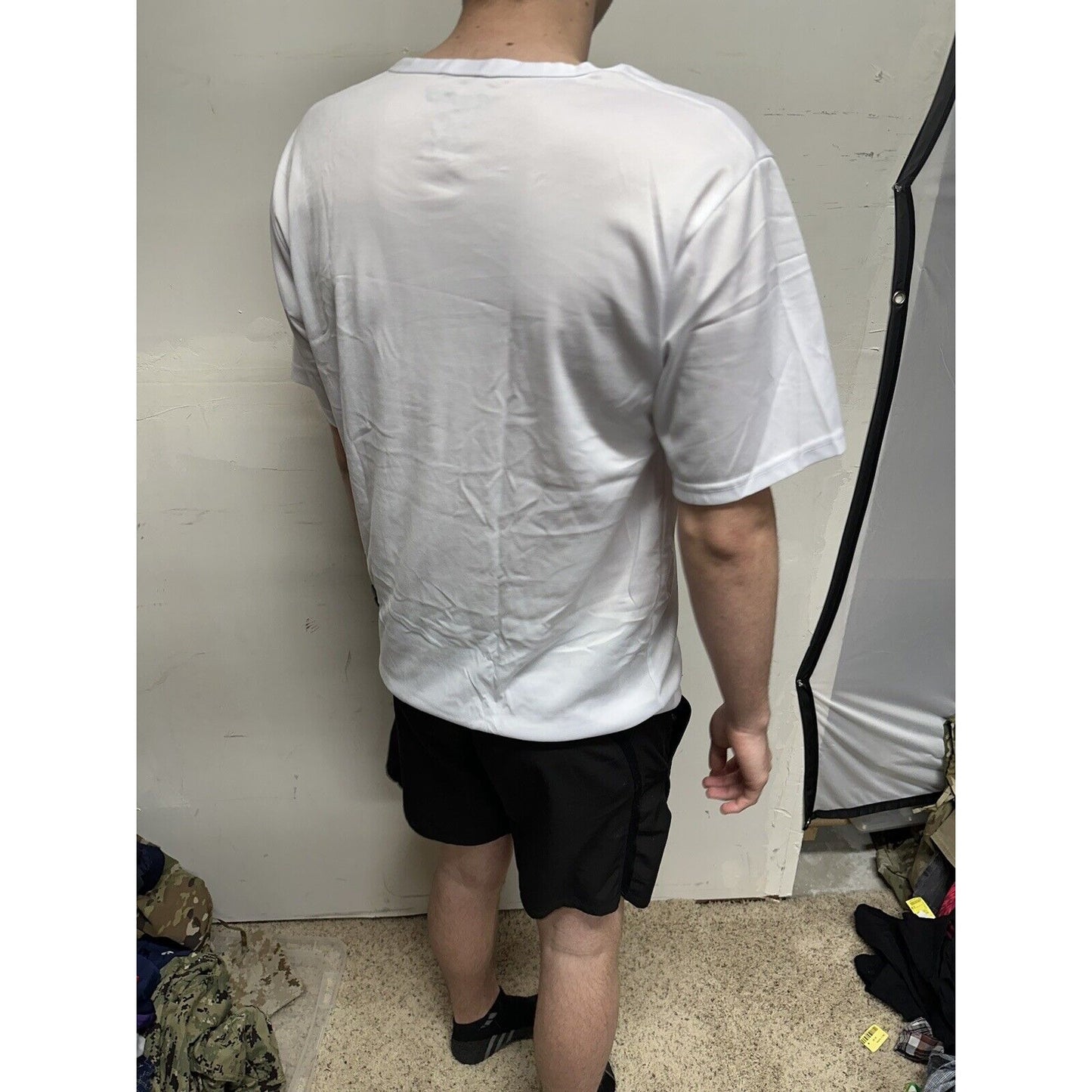 Men’s White Poly TKO Large Short Sleeve Workout Shirt