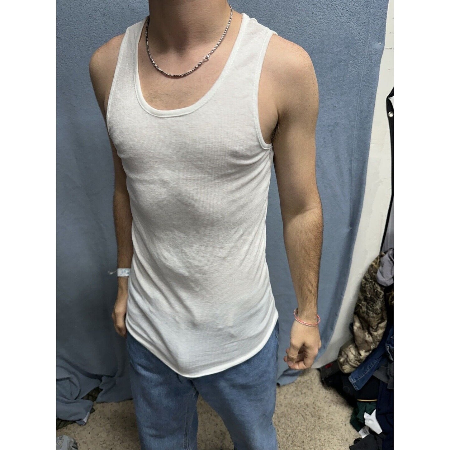 Men’s Perry Ellis Portfolio Large Tank Top Muscle Shirt White