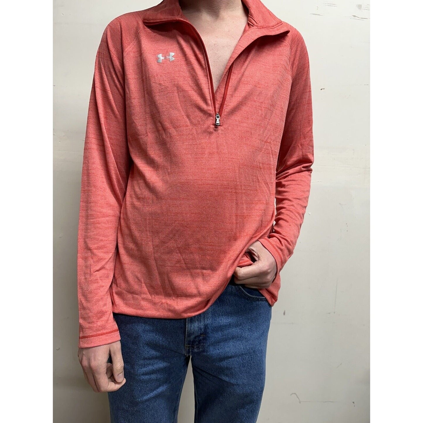 men’s loose under armour quarter zip long sleeve corral pullover shirt Large