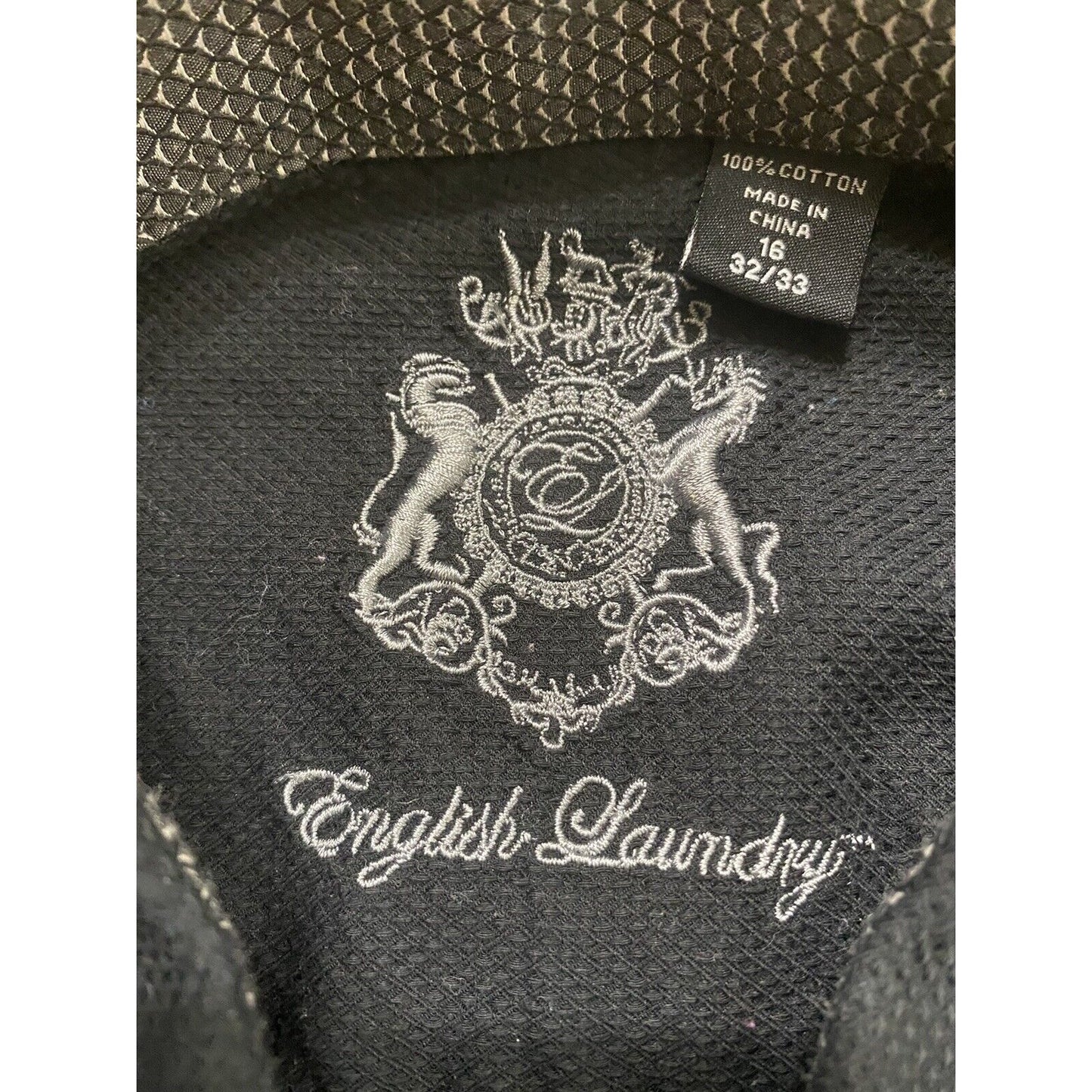 English Laundry by Christopher Wicks Men's Dress Shirt Size 16 1/2 32/33 Black