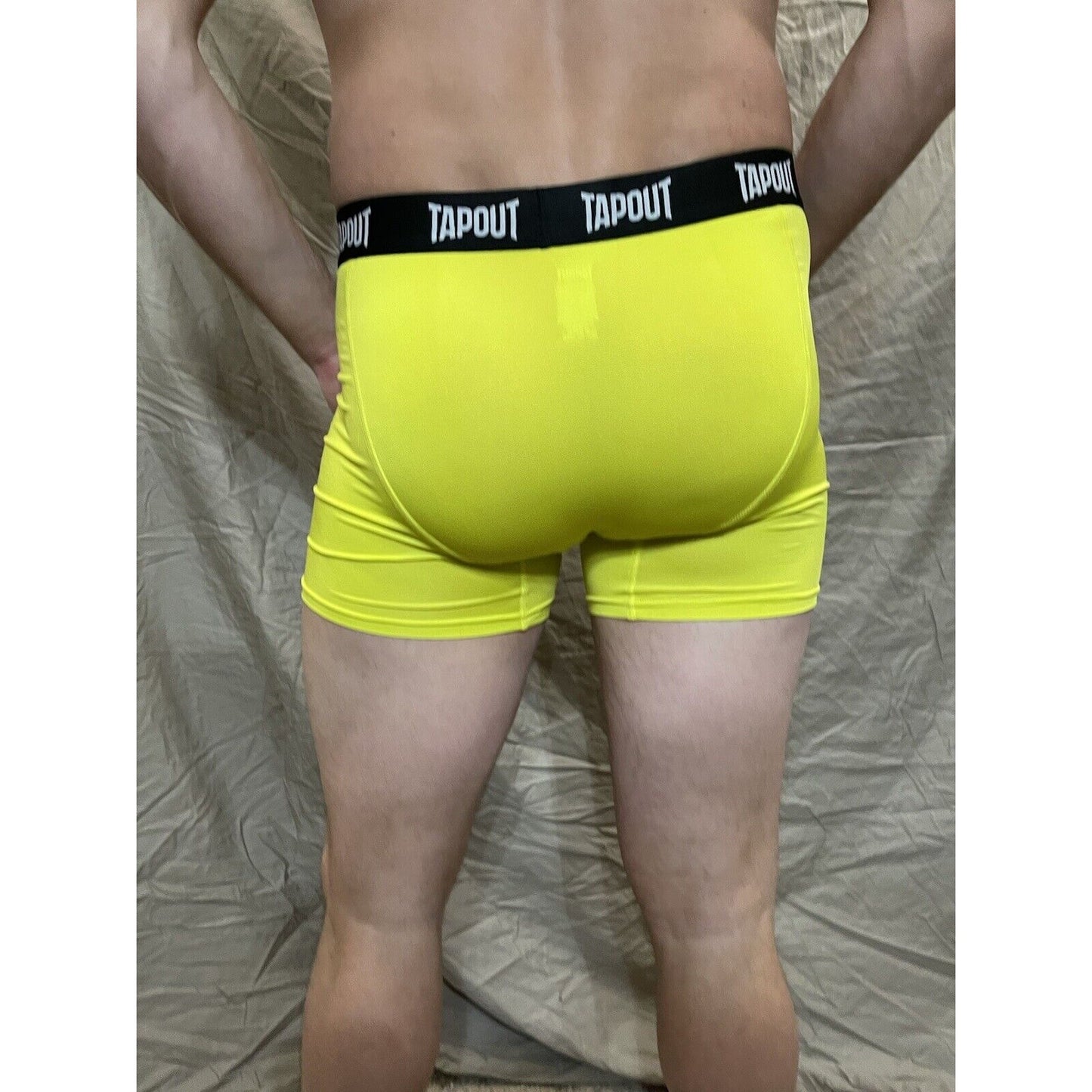 men's tapout bright yellow compression shorts Small New And Never Worn