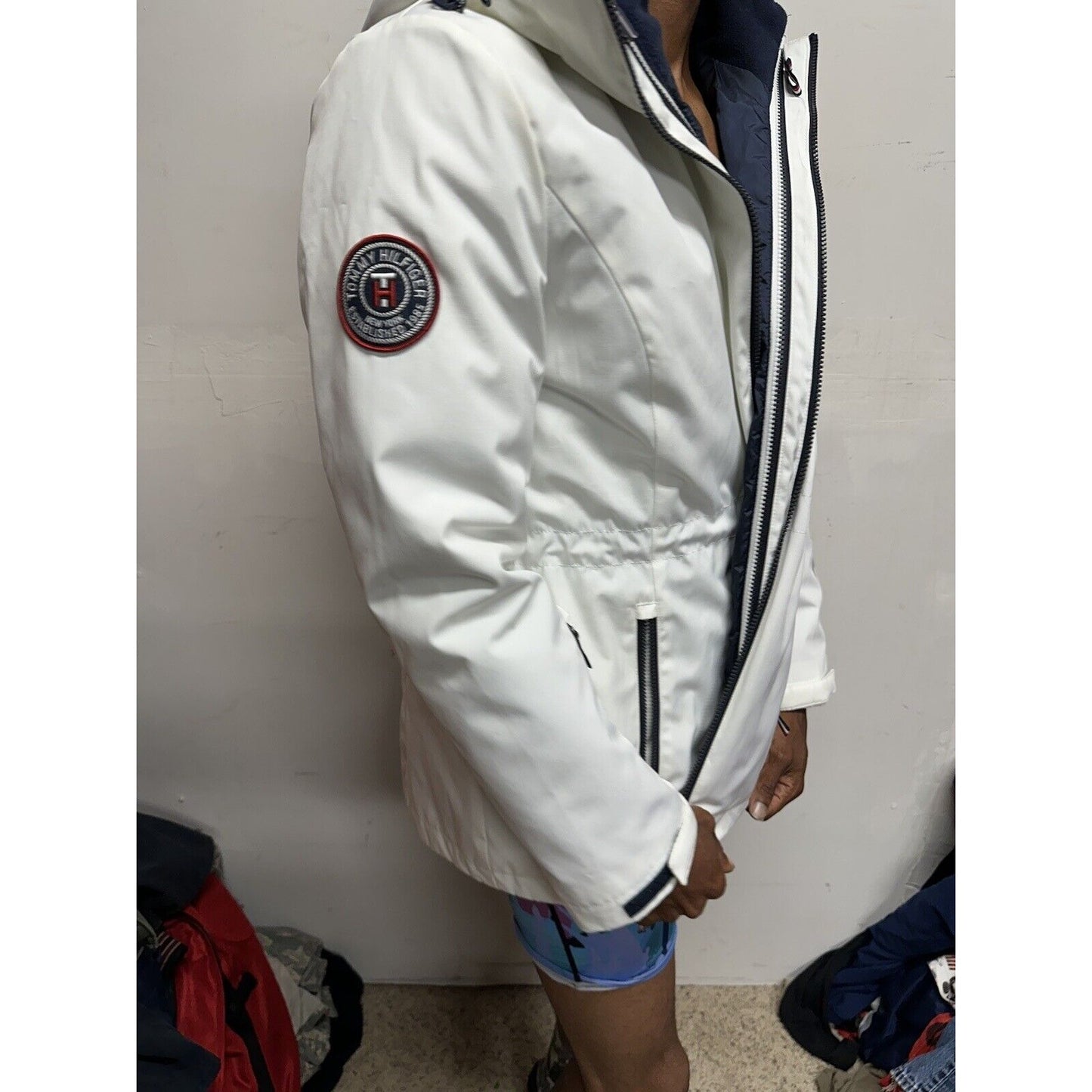 Tommy Hilfiger 3-in-1 All Weather Systems Anorak Jacket L White Navy Women Large