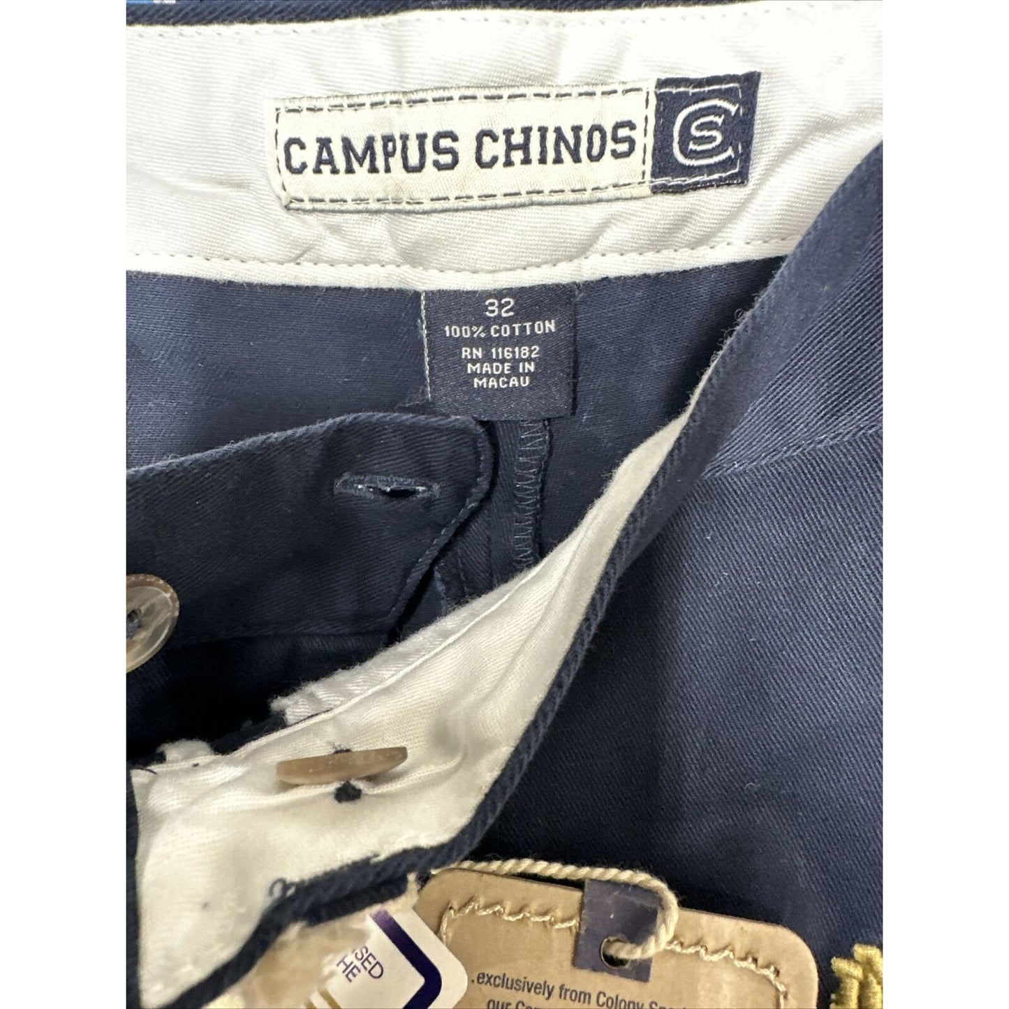 Men’s Notre Dame Size 32 Campus Chinos Pants Navy Blue