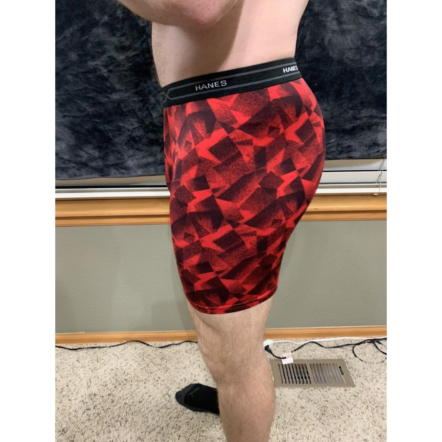 Hanes Men's X-Temp Comfort Cool Boxer Briefs, Red/Black Moisture Wicking Large