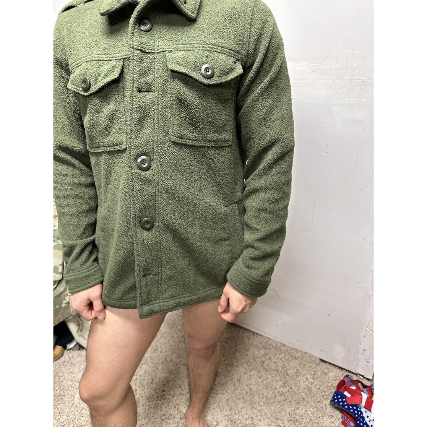 Men’s Old Navy Small Poly Olive Green Front Button Jacket