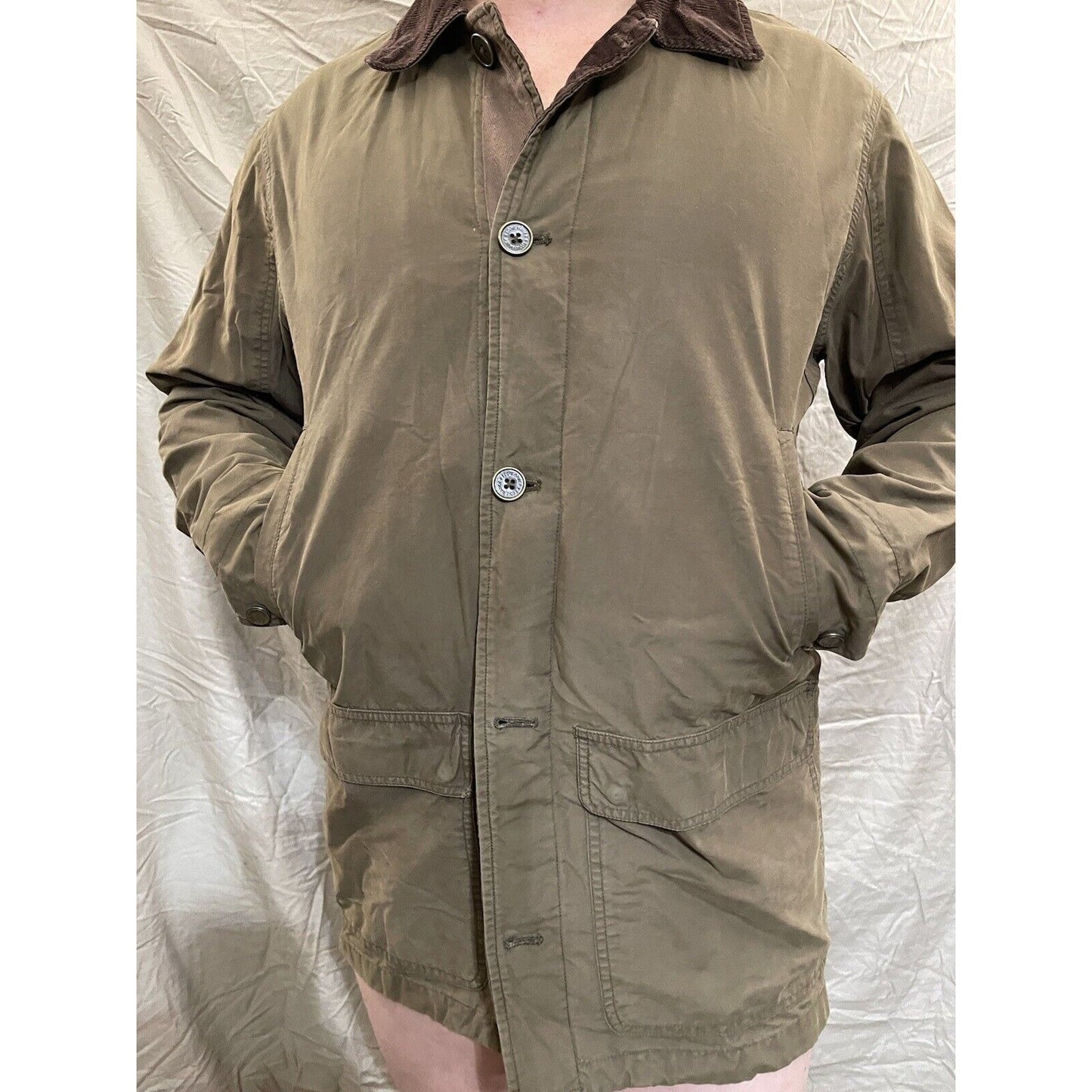 Men's Eddie Bauer button up jacket brown corduroy Medium
