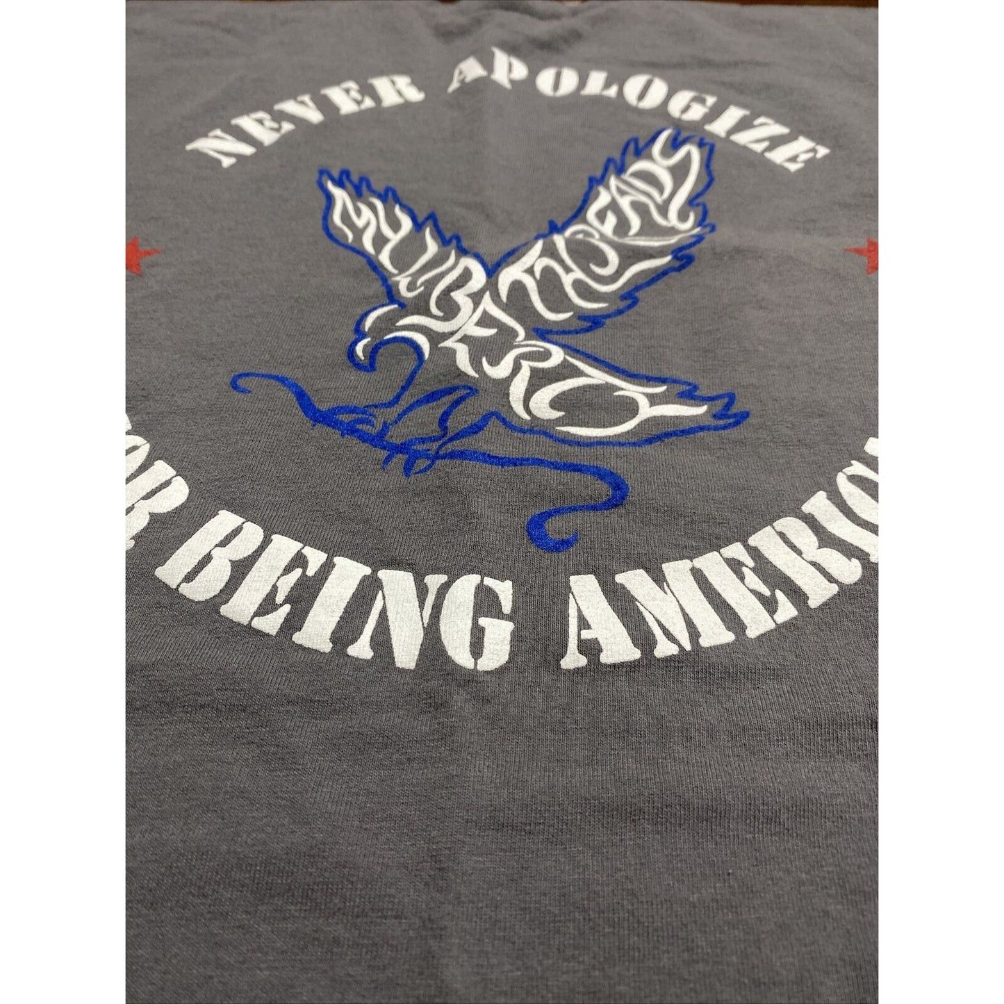 Bayside True American “Never Apologize for Being American” Gray Patriotic Shirt