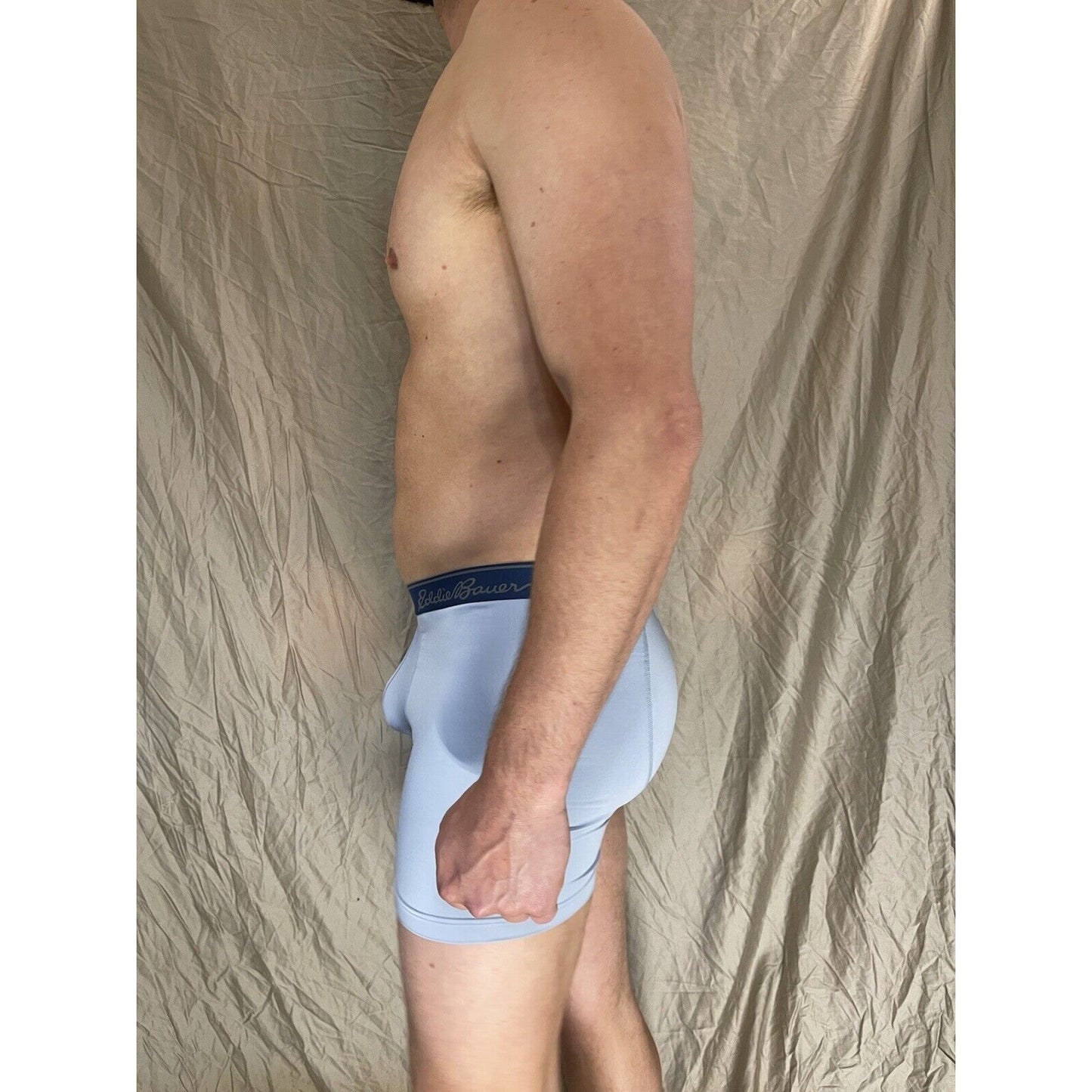 men's eddie bauer medium compression shorts 8% spandex Light Gray