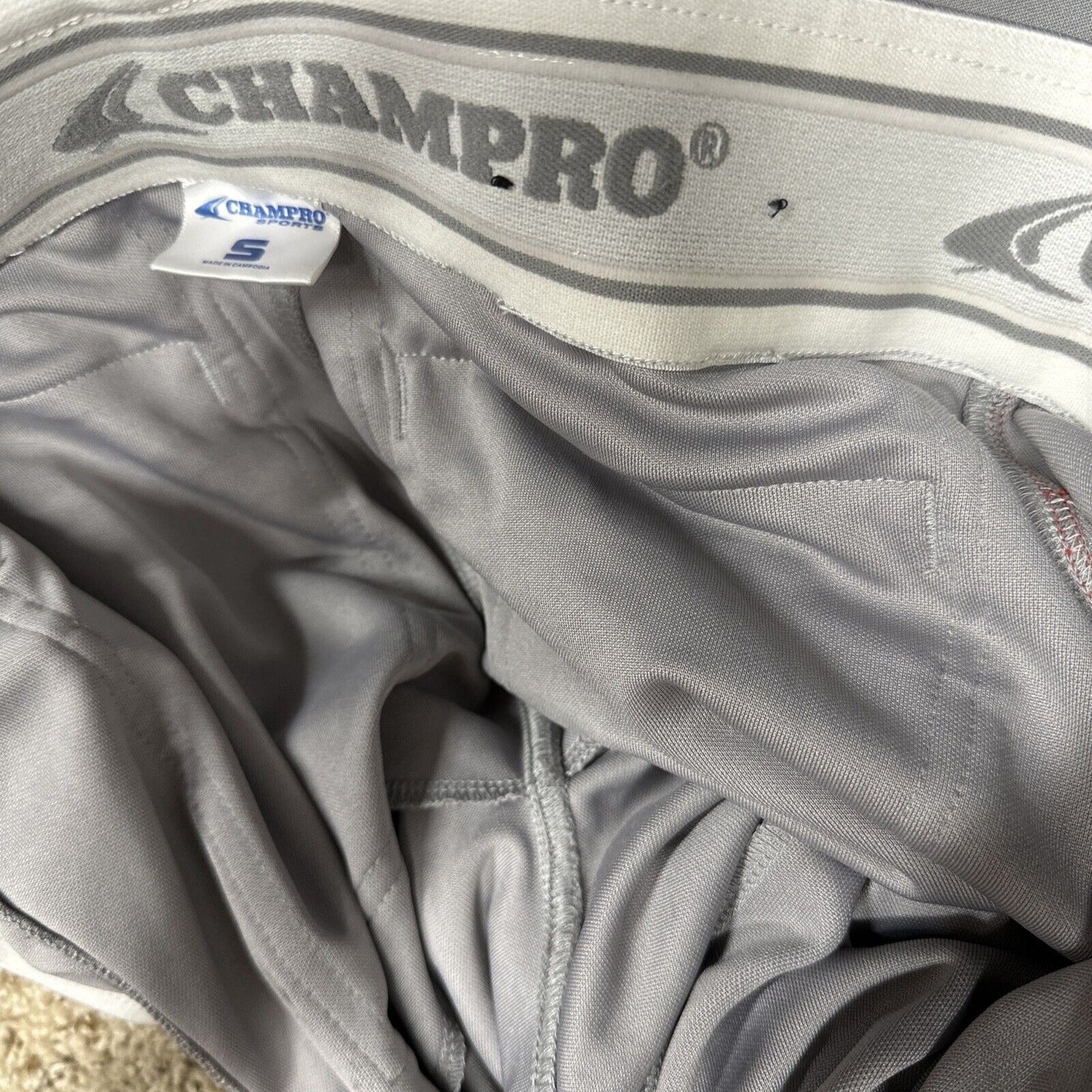 Men’s Chanmpro Adult Small Gray Baseball Pants Red Stripe