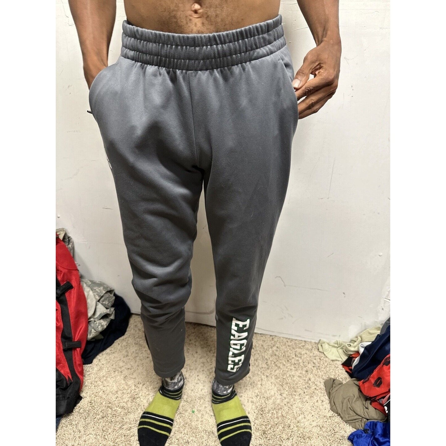 Men’s Adidas Gray Eagles Sweat Pants Fits Small Listed As Medium