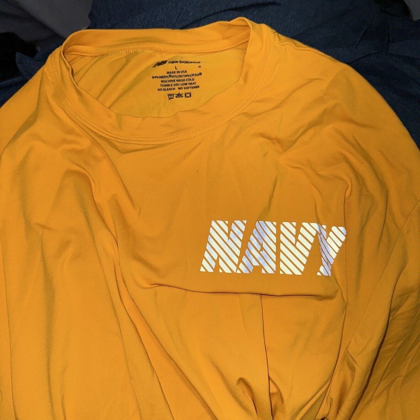 Men’s Yellow New Balance Large US Navy Pt Uniform Athletic Workout Shirt Large