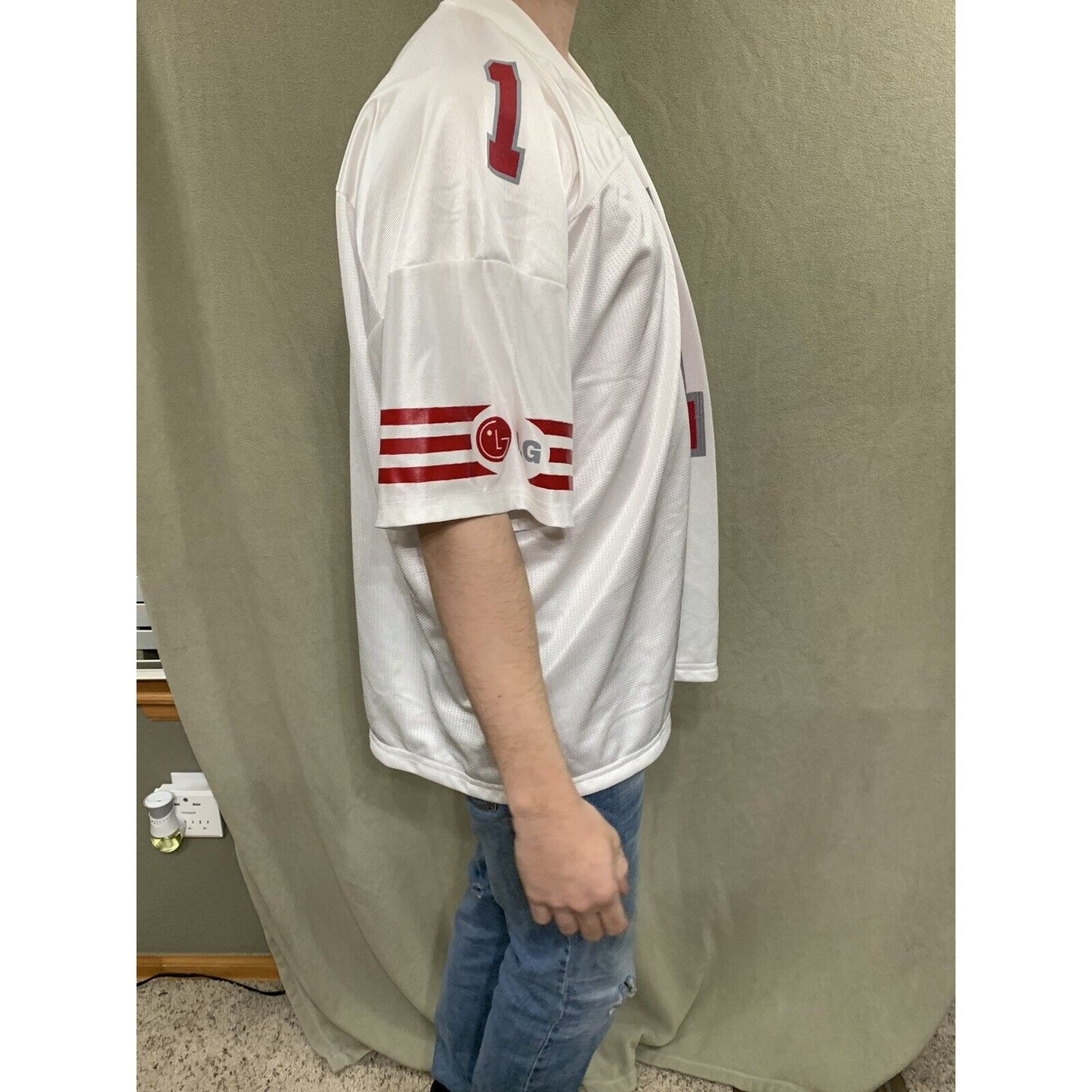 LG Electric TV Football Jersey “Go Wide” X-Large White #1 Mesh Promo Shirt
