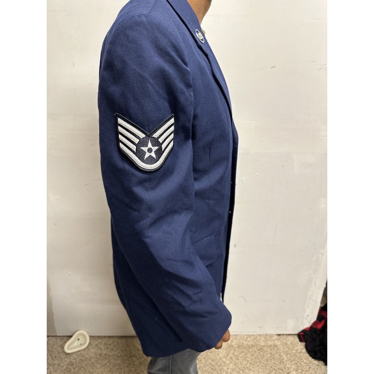 Men’s 40R Coat Uniform Air Force Blue Jacket Staff Sergeant Rank US Insignia