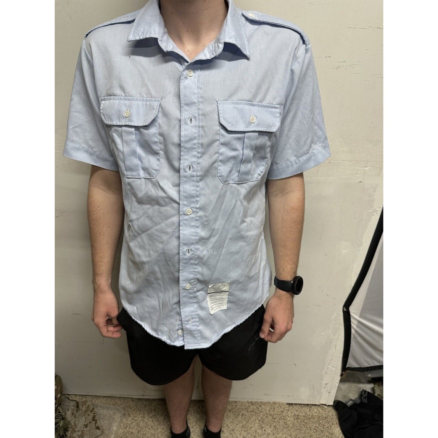 Men’s Dress Blues Shirt USSF USAF Coast Guard Uniform Short Sleeve Size 15