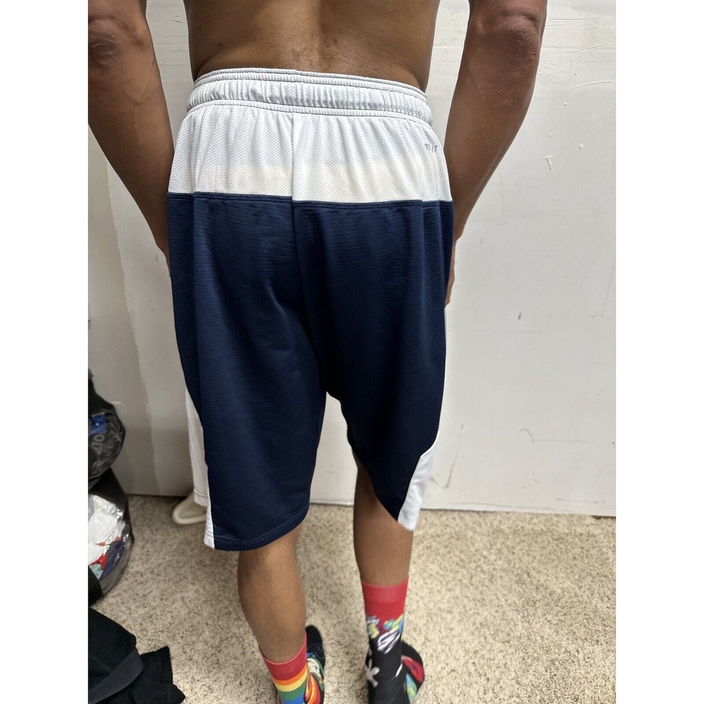 Men’s Nike Dri Fit Large Athletic Shorts Dri-fit Blue White With Pockets