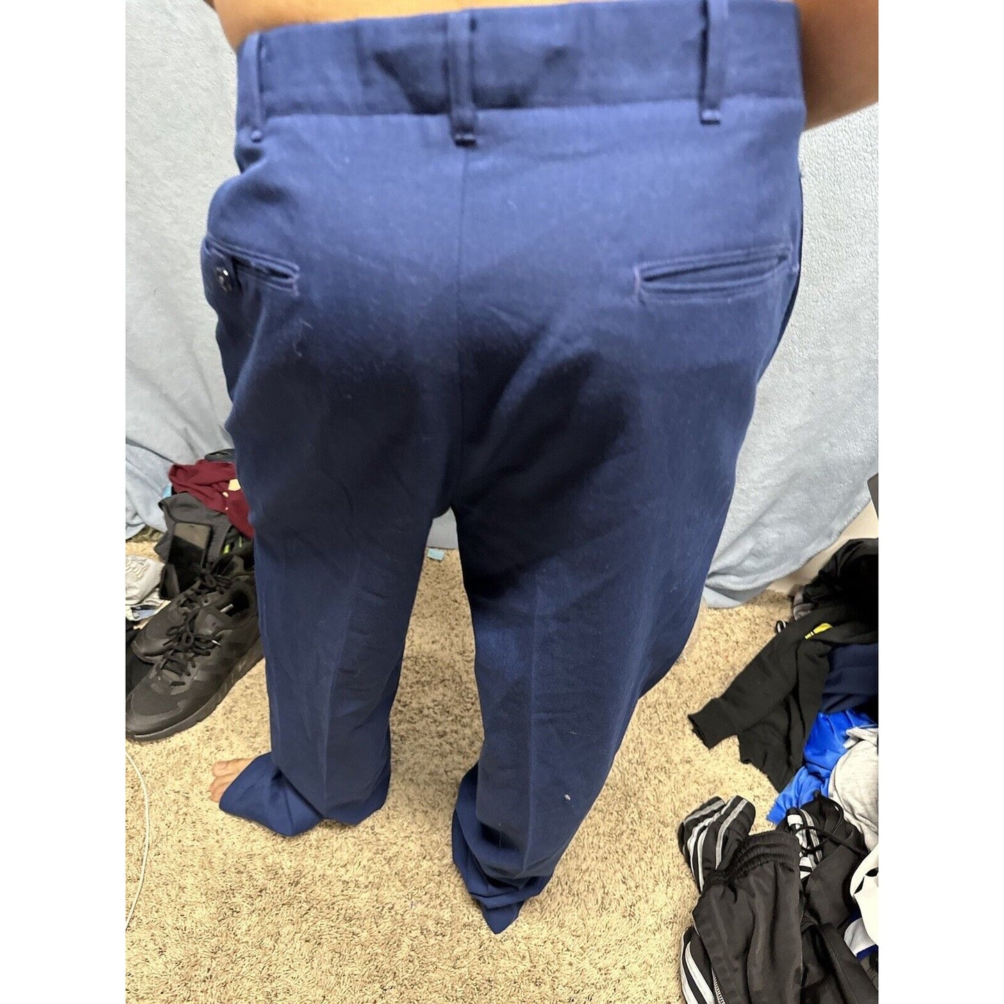 Men’s Blue Air Force Uniform Dress Pants Trousers 35L C Poly Wool