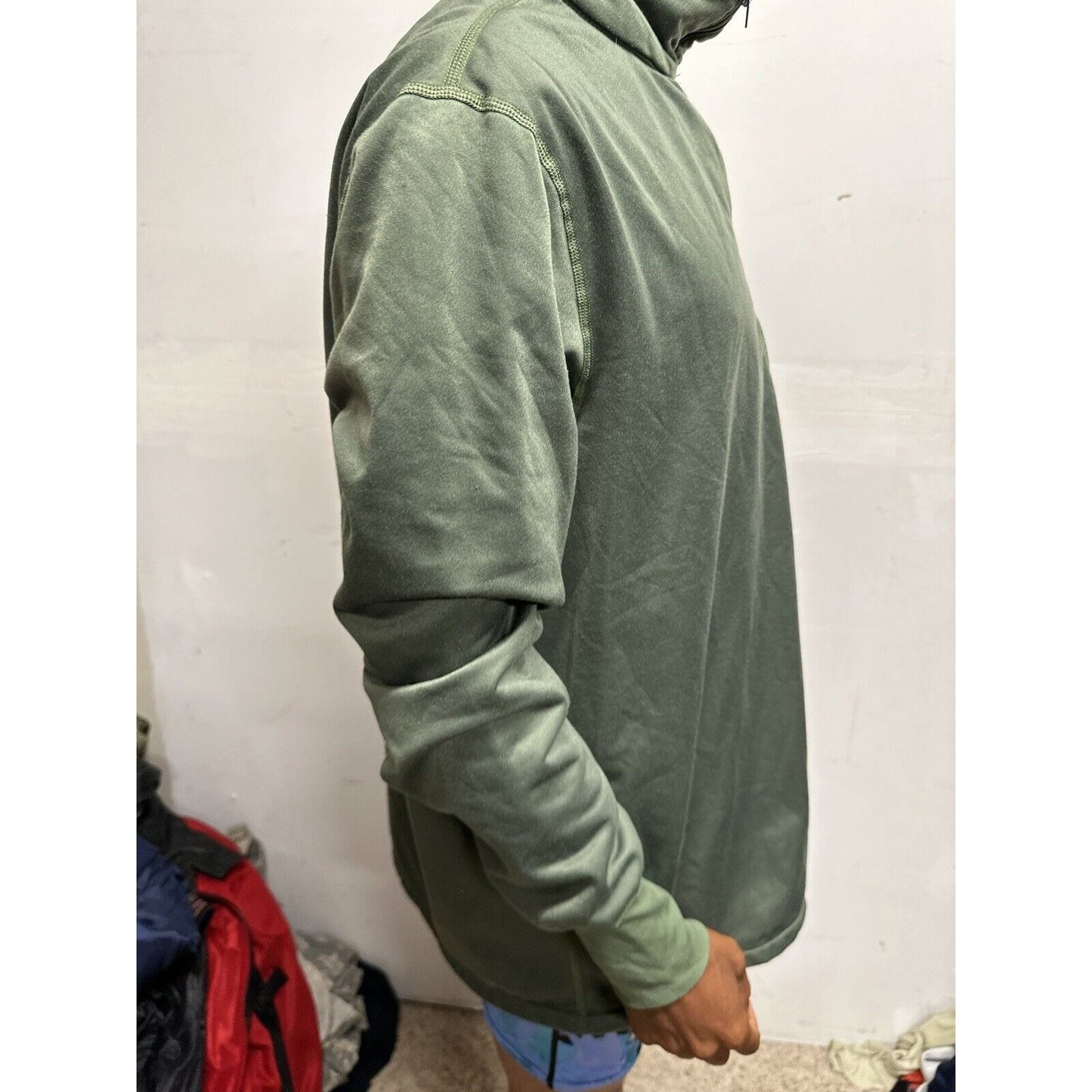 Men’s Green Military Army USAF Large 1/4 Zip Jacket Sleeping Shirt Long Sleeve