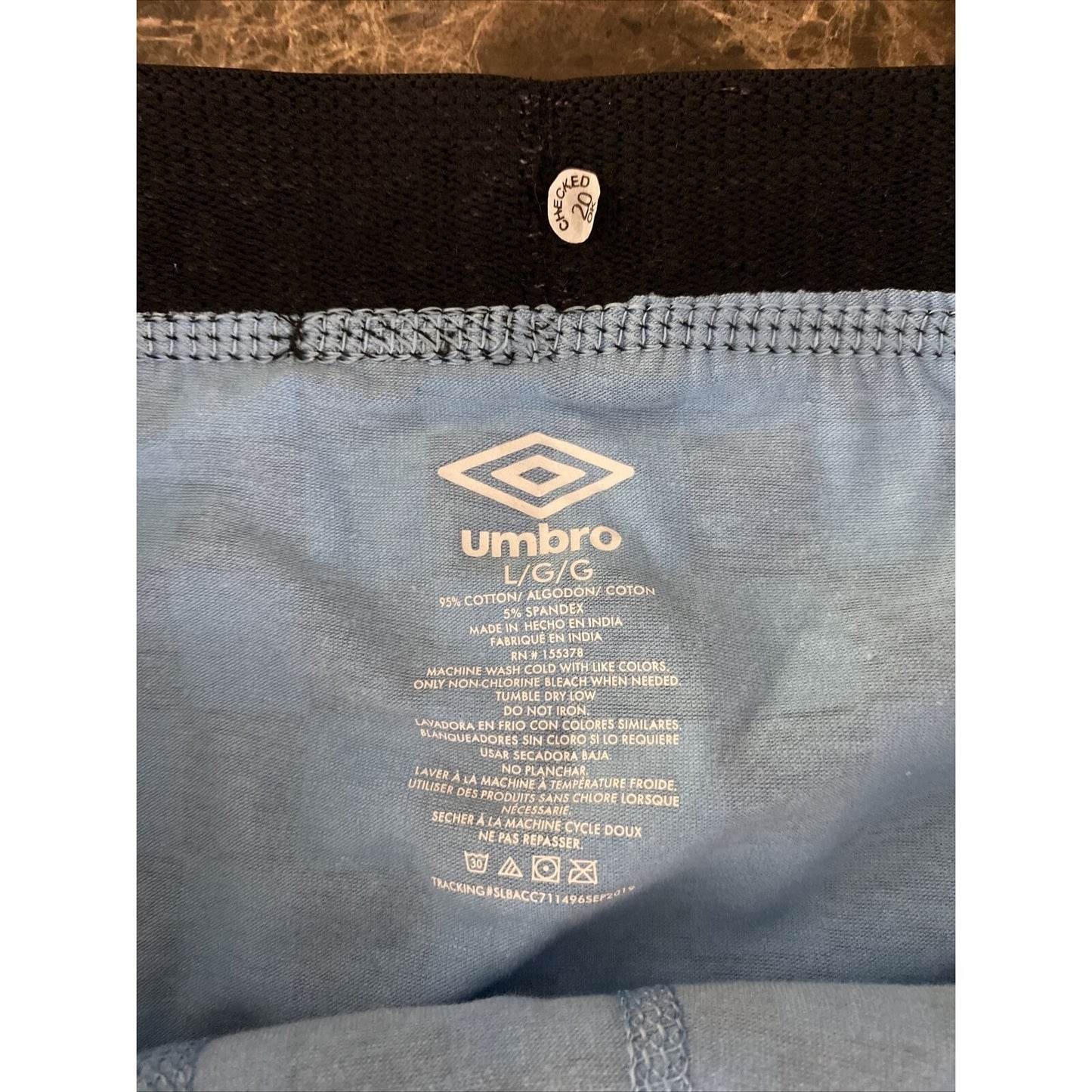Umbro Men’s Large Sky Blue Checkerboard Cotton Stretch Boxer Briefs NEW