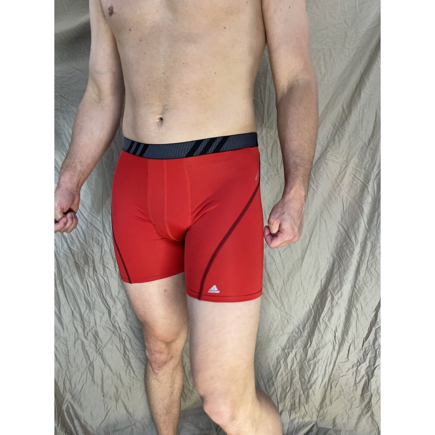 men's red adidas aeroready compression boxer brief Medium